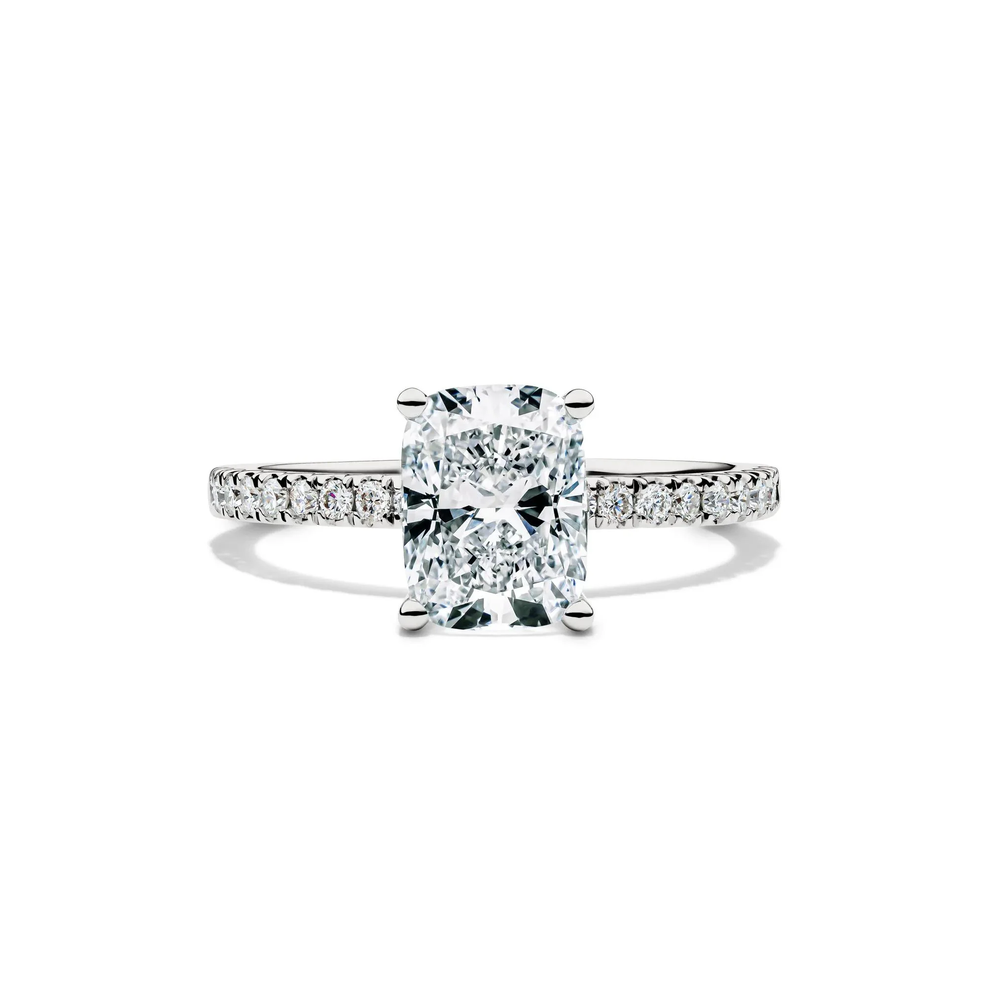 2 1/4 CT. Tw. Lab Grown Diamond Elongated Cushion Engagement Ring 14K White Gold Round Brilliant Cut Size 6