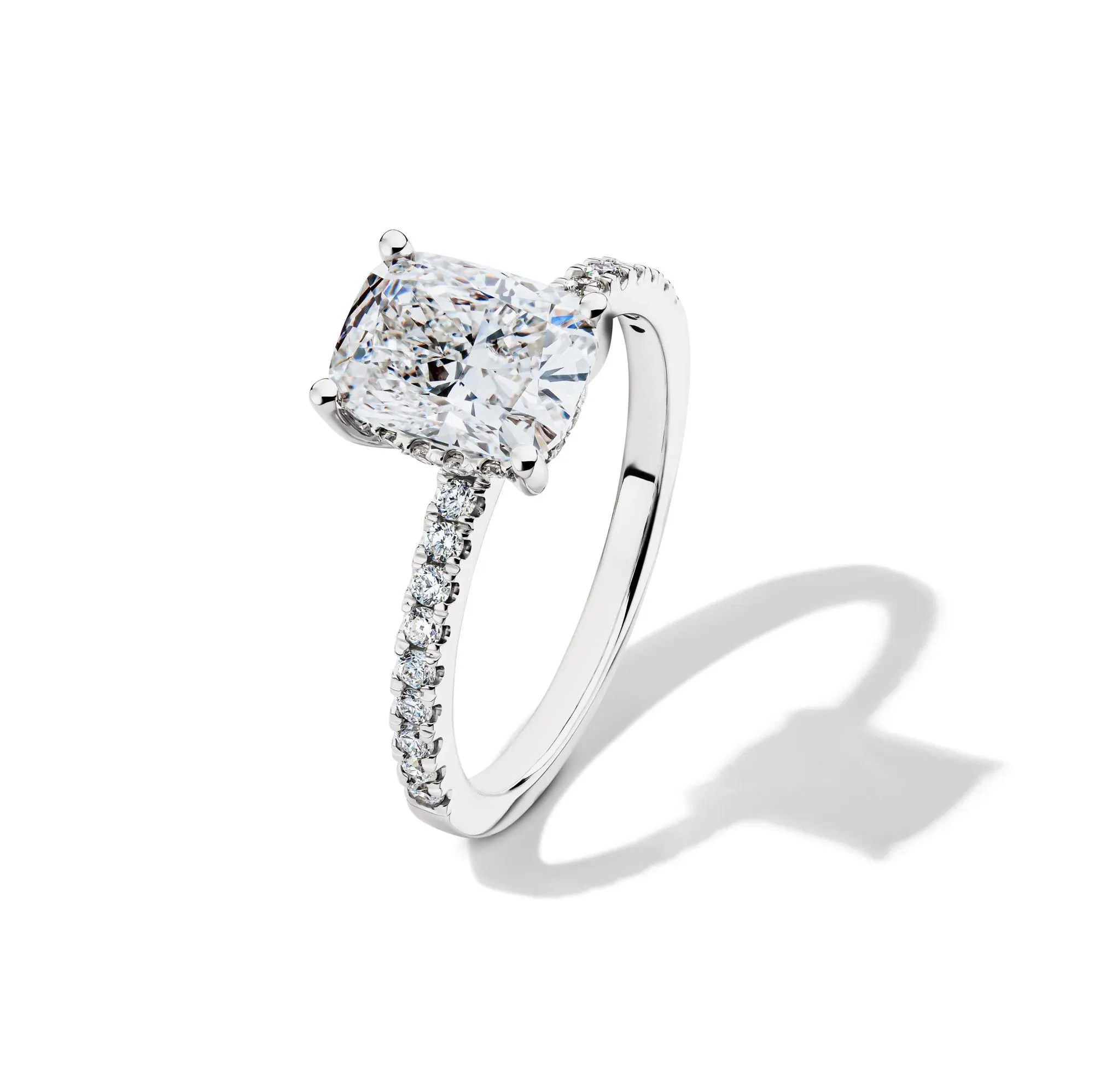 2 1/4 CT. Tw. Lab Grown Diamond Elongated Cushion Engagement Ring 14K White Gold Round Brilliant Cut Size 6.5 - Image 4