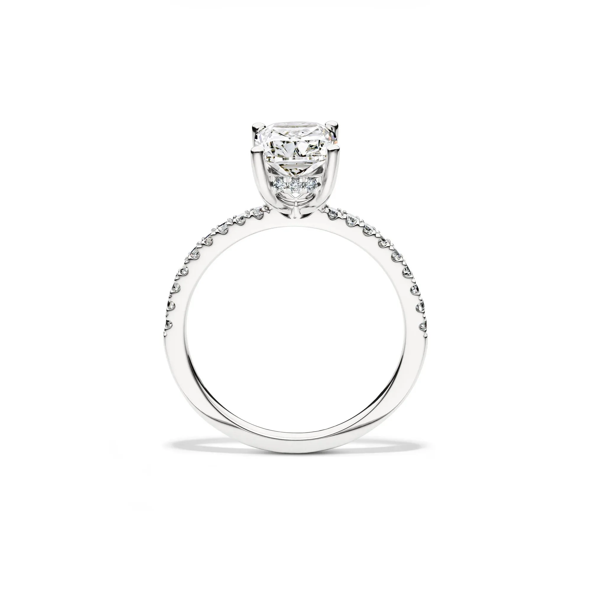 2 1/4 CT. Tw. Lab Grown Diamond Elongated Cushion Engagement Ring 14K White Gold Round Brilliant Cut Size 7 - Image 2