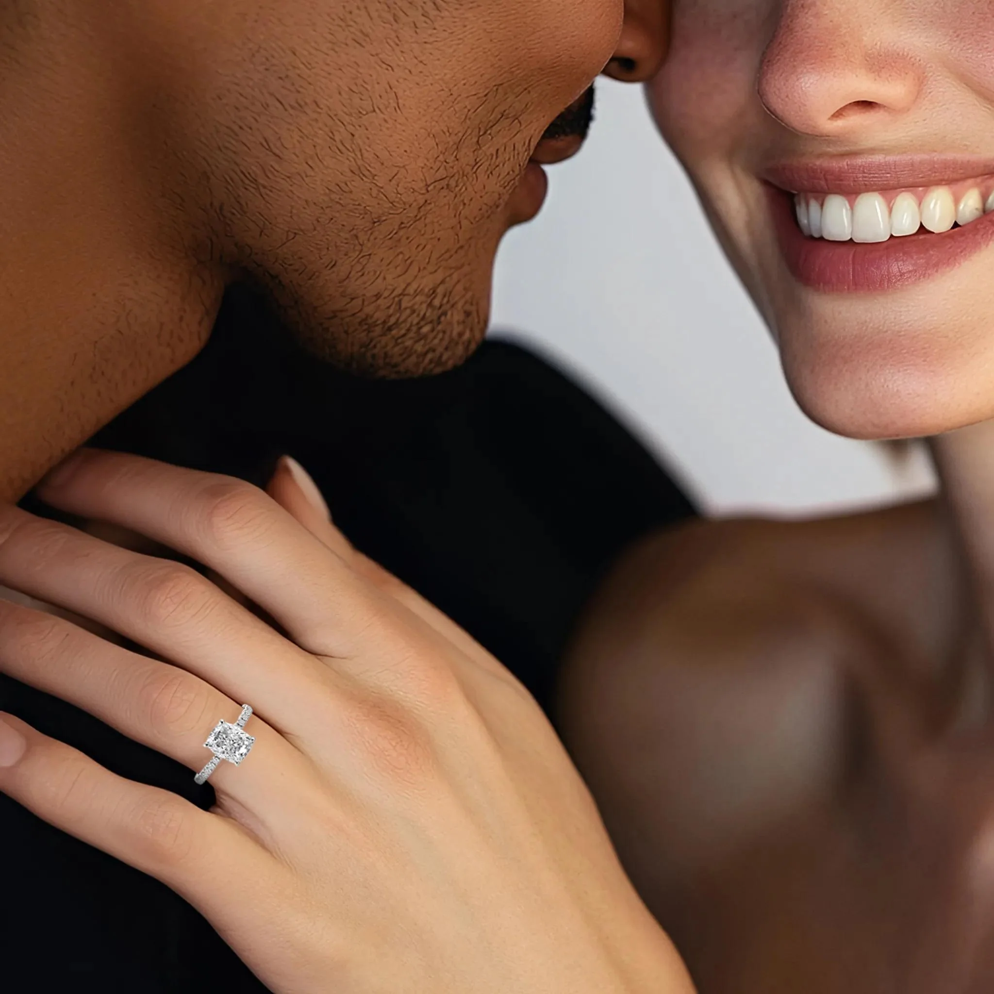 2 1/4 CT. Tw. Lab Grown Diamond Elongated Cushion Engagement Ring 14K White Gold Round Brilliant Cut Size 7 - Image 5