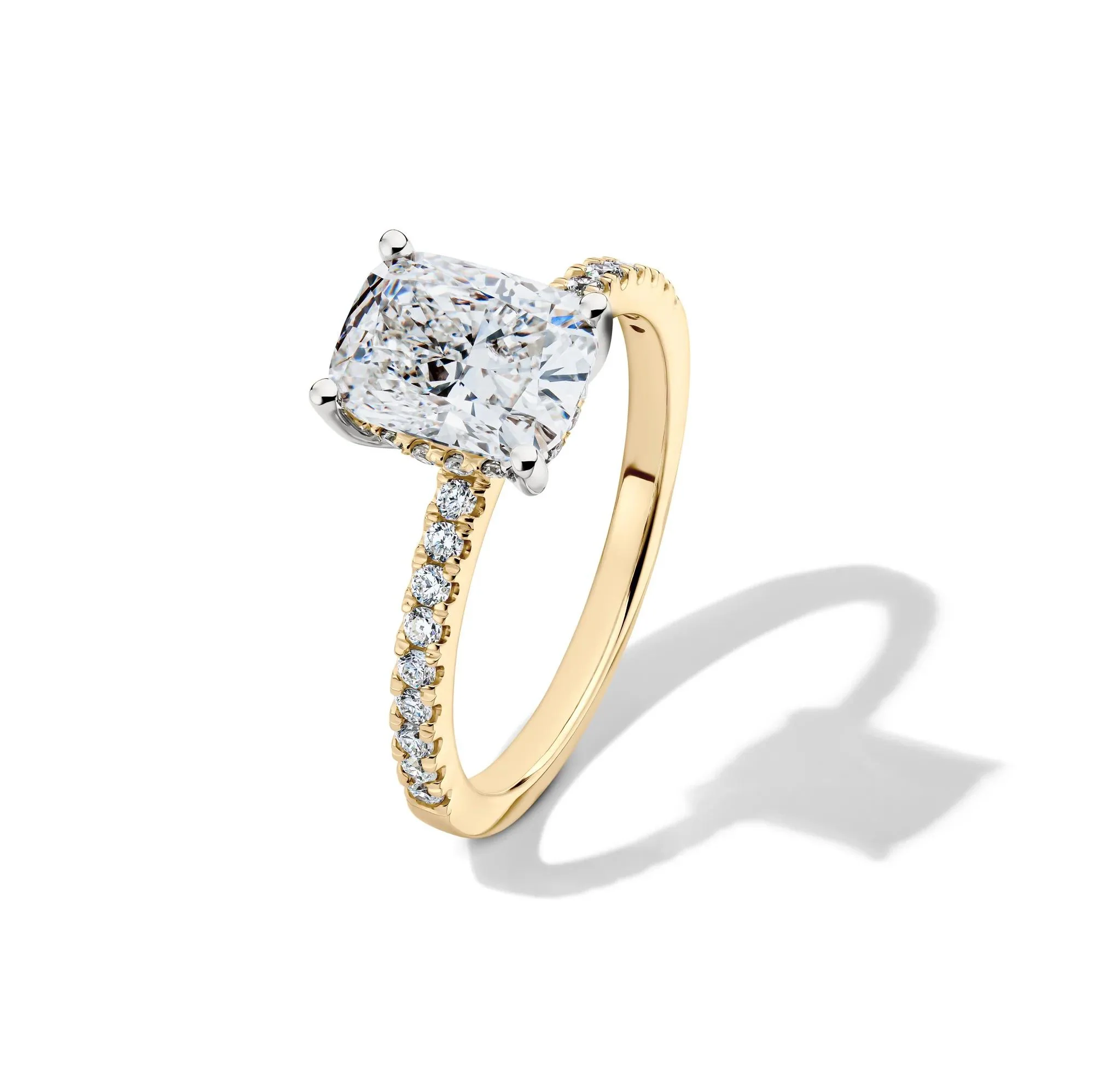 2 1/4 CT. Tw. Lab Grown Diamond Elongated Cushion Engagement Ring 14K Yellow Gold Round Brilliant Cut Size 7 - Image 4