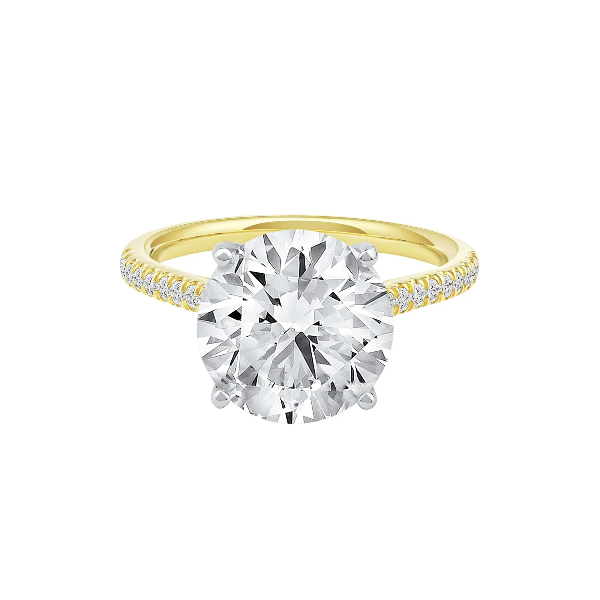 5 1/3 CT. Tw. Lab Grown Diamond Round Engagement Ring 14K Yellow Gold Round Brilliant Cut Size 9 2mm
