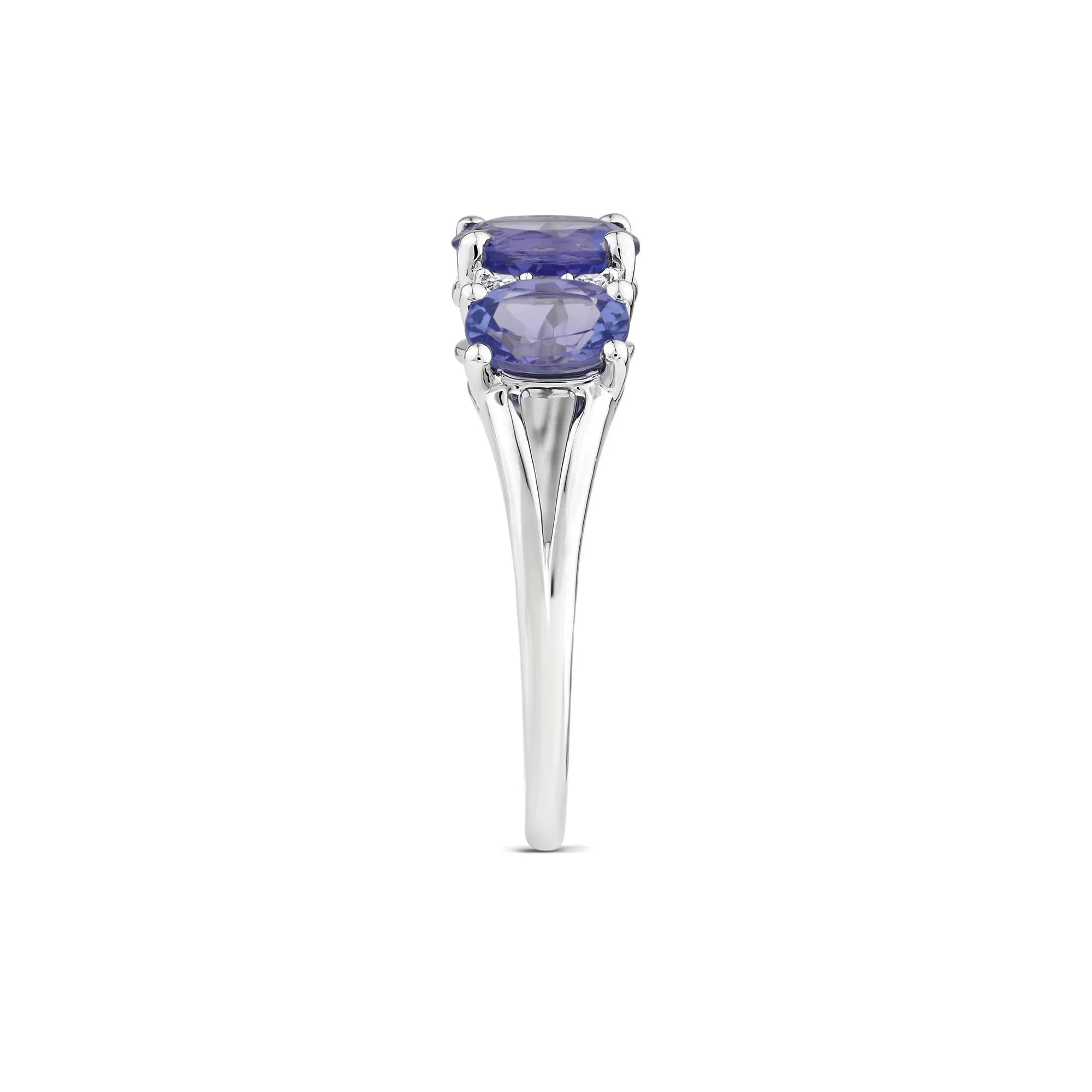 1/10 CT. Tw. Tanzanite and Diamond Ring 10K White Gold Round Brilliant Cut Size 7 7mm - Image 3