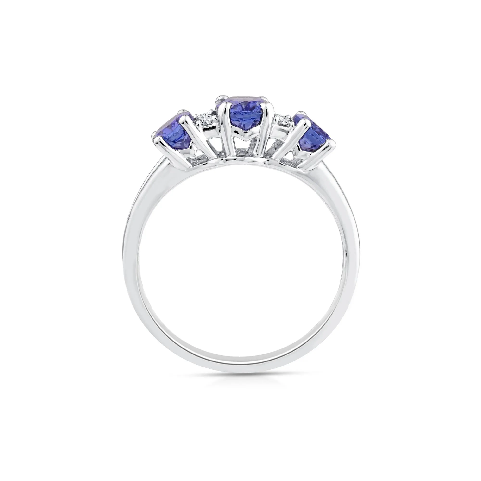 1/10 CT. Tw. Tanzanite and Diamond Ring 10K White Gold Round Brilliant Cut Size 9 7mm - Image 2