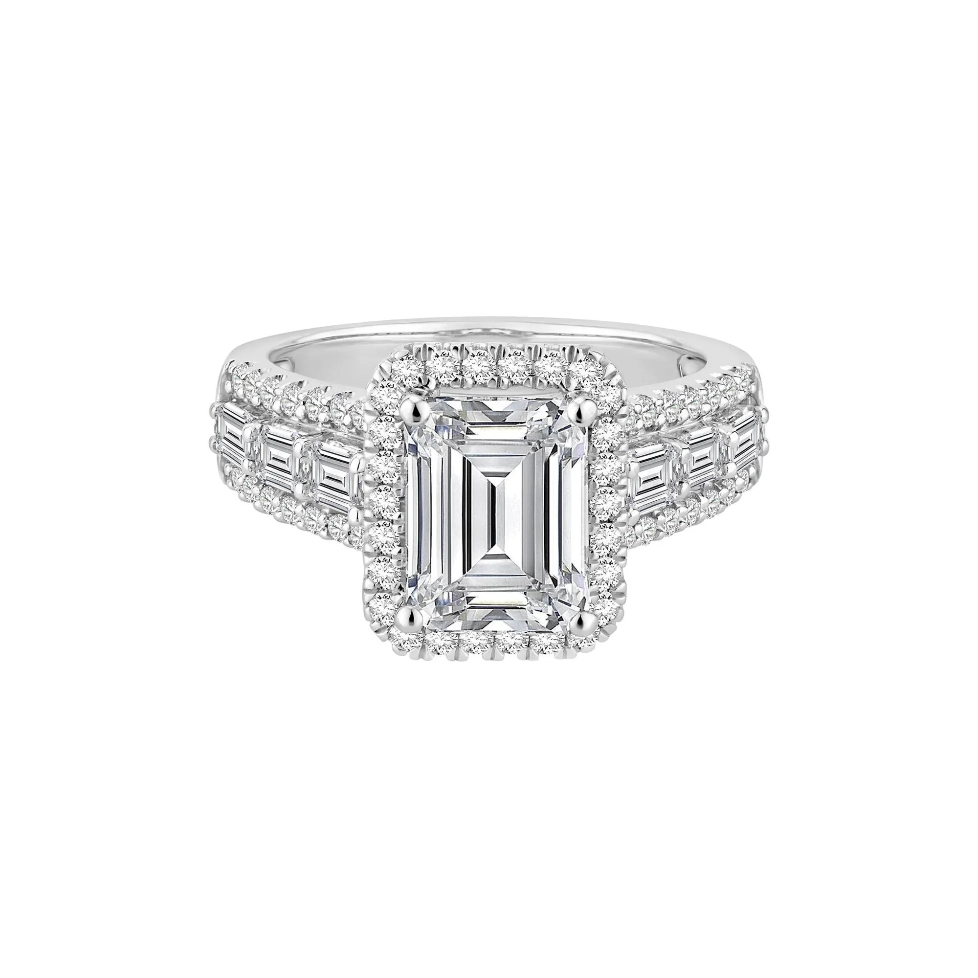 4 1/4 CT. Tw. Lab Grown Diamond Emerald-Cut Ring 14K White Gold Size 7
