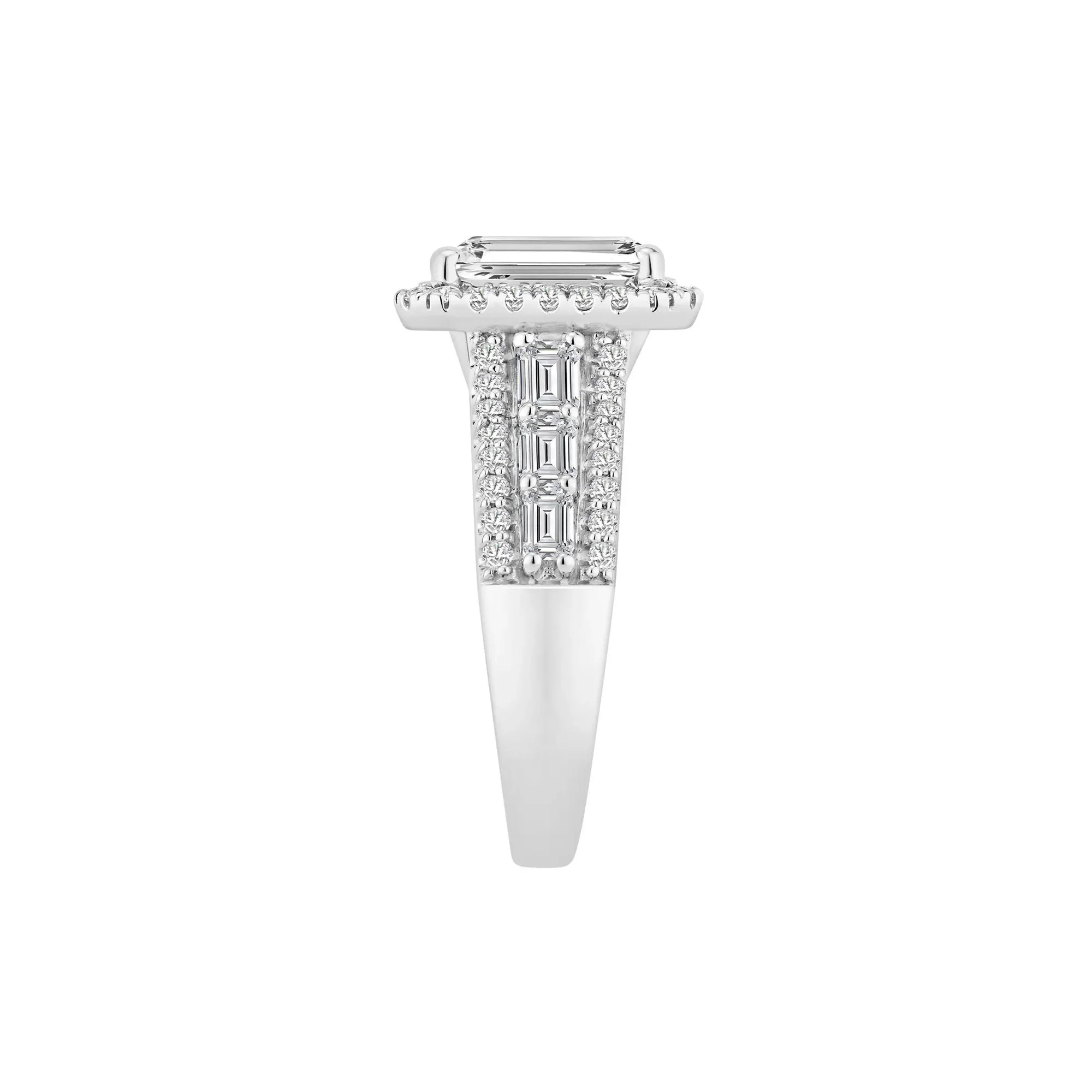 4 1/4 CT. Tw. Lab Grown Diamond Emerald-Cut Ring 14K White Gold Size 7.5 - Image 3