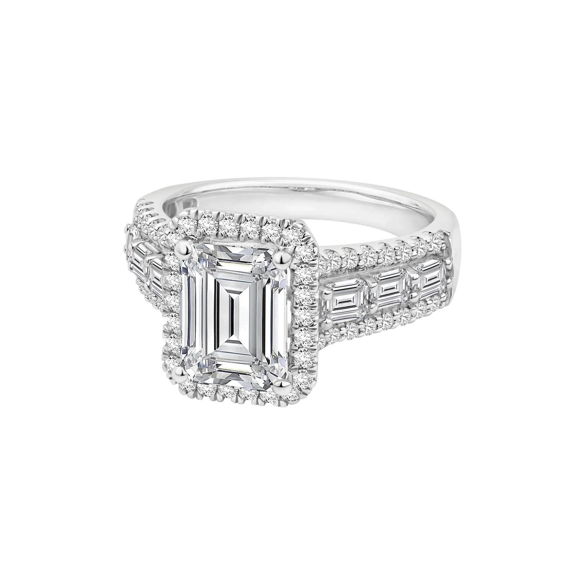 4 1/4 CT. Tw. Lab Grown Diamond Emerald-Cut Ring 14K White Gold Size 8 - Image 4