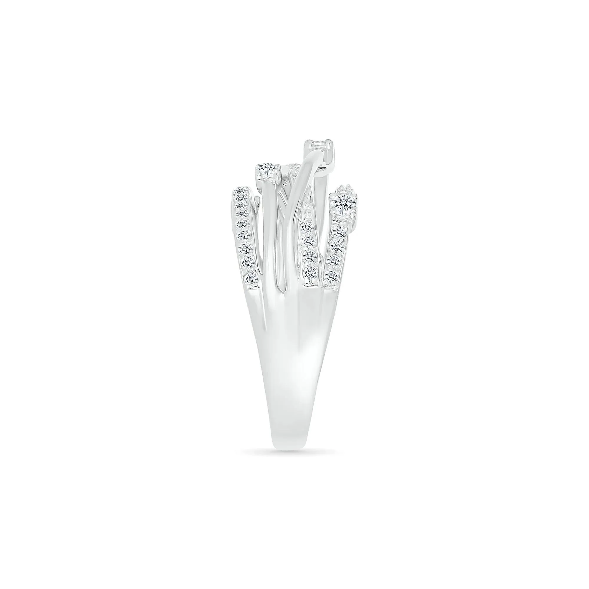 3/8 CT. Tw. Diamond Multi-Row Ring 10K White Gold Round Brilliant Cut Size 6 9mm - Image 3