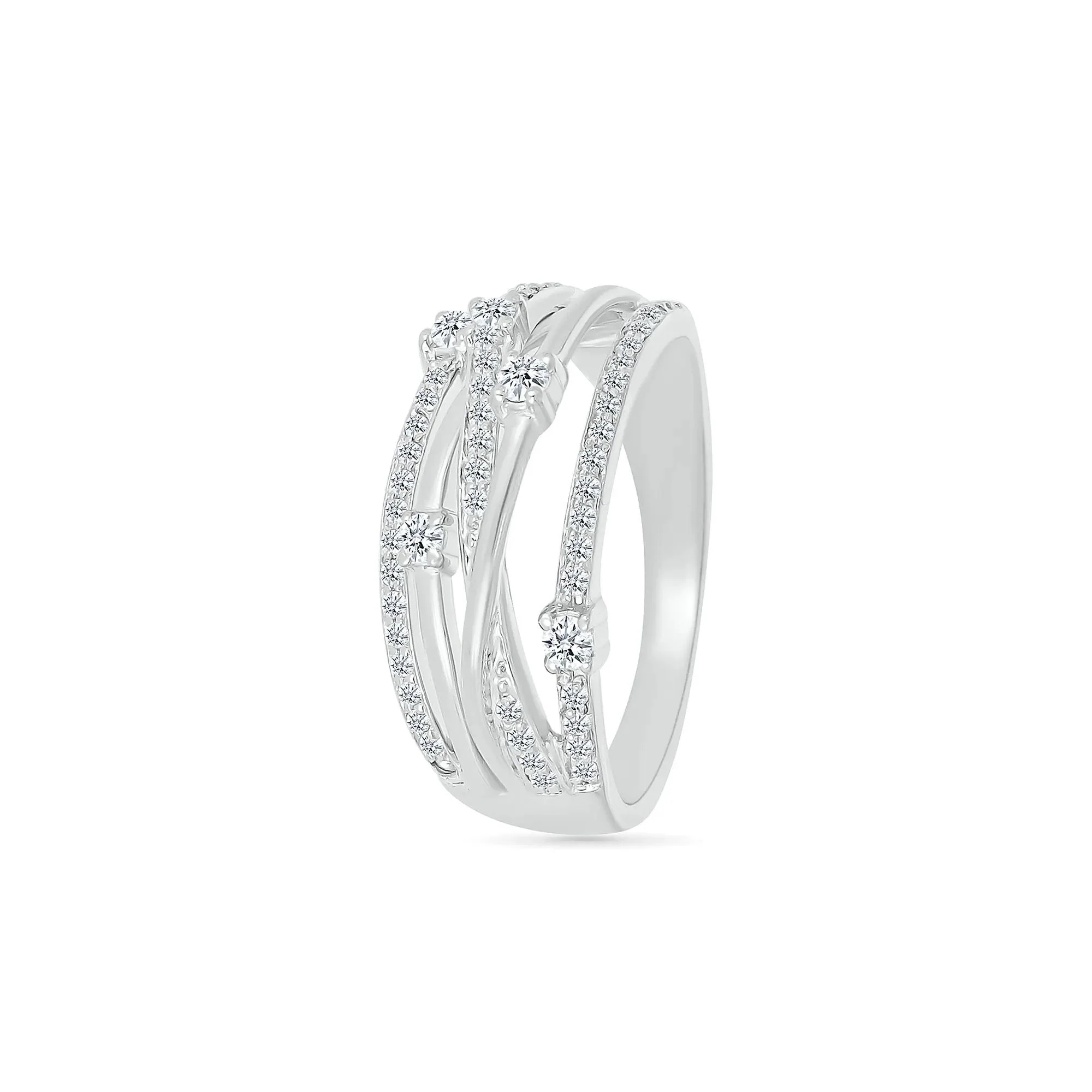 3/8 CT. Tw. Diamond Multi-Row Ring 10K White Gold Round Brilliant Cut Size 6.5 9mm - Image 5