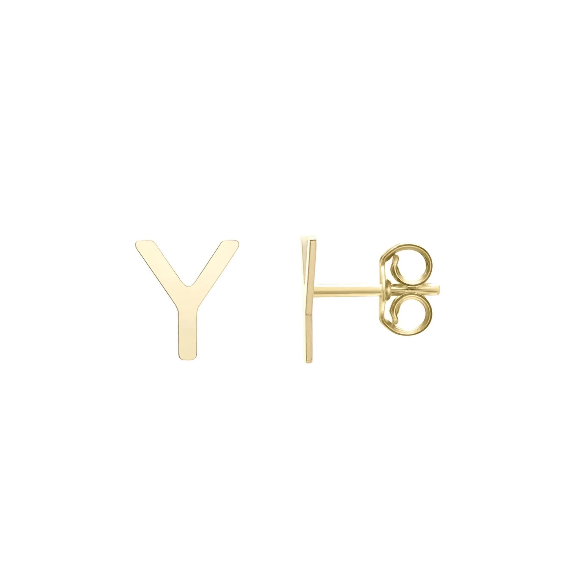Initial Stud Earrings Letter "y" 14K Yellow Gold Size 5.00mm