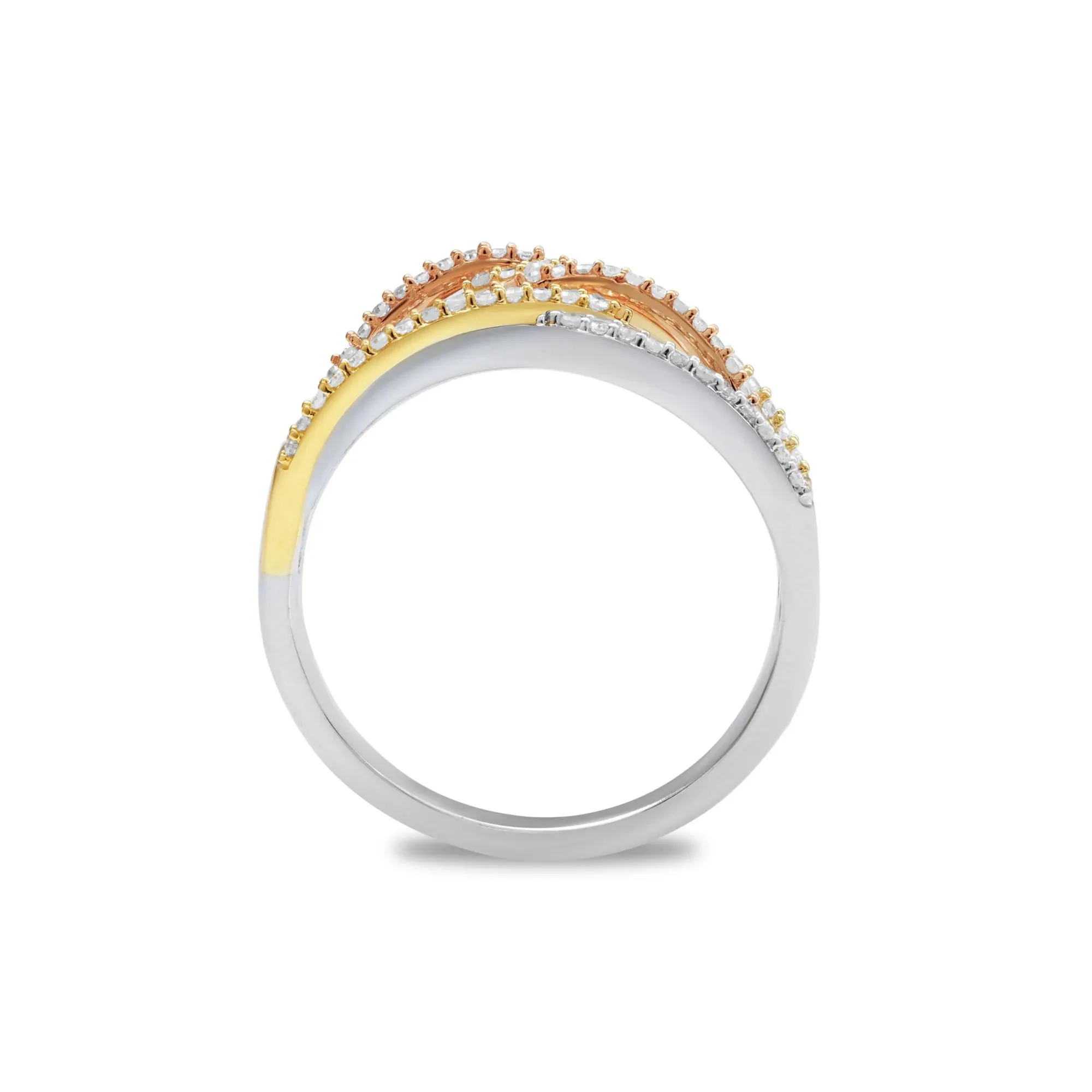 1/3 CT. Tw. Diamond Flyover Ring 14K White Yellow and Rose Gold Size 7 - Image 2
