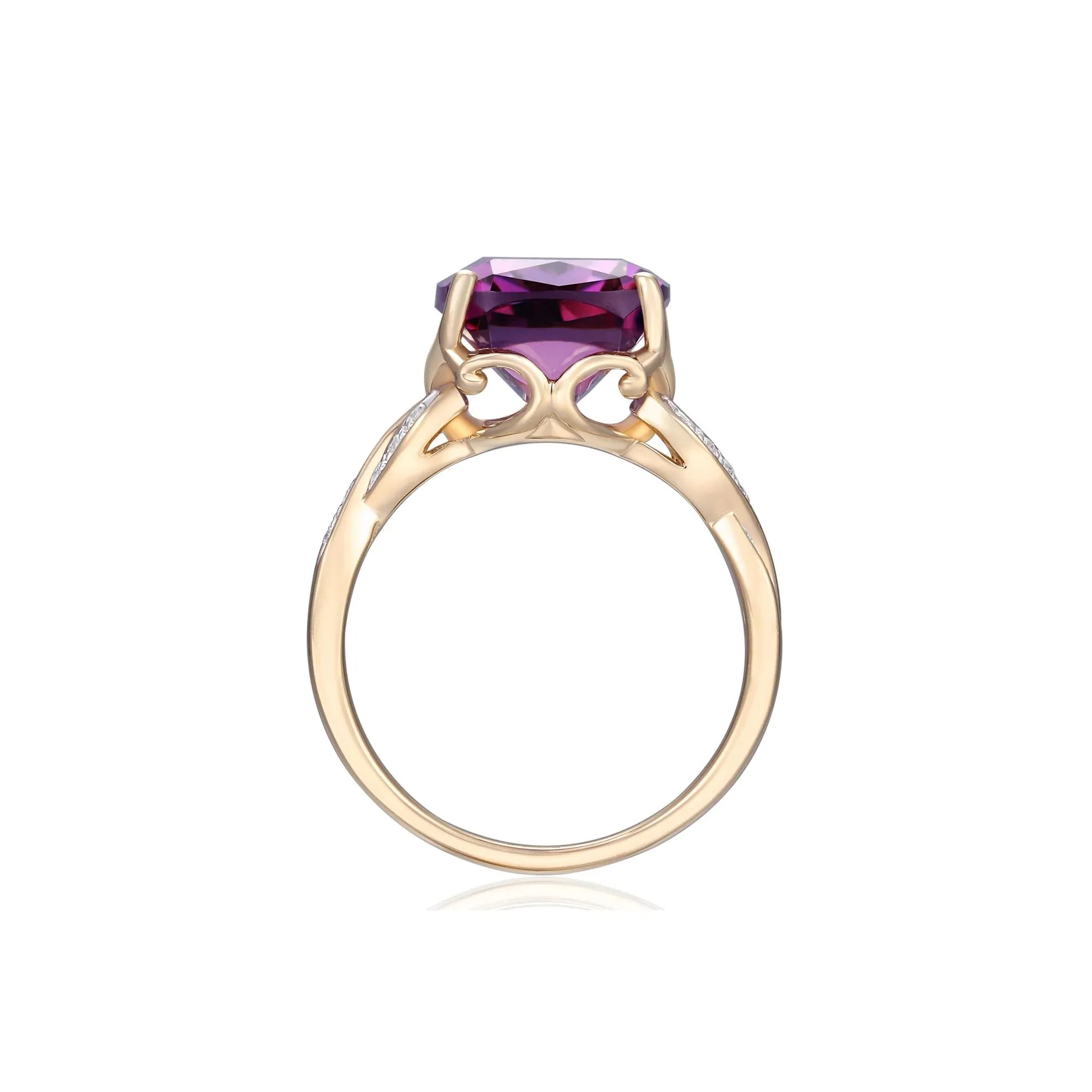 Elongated Cushion Ametrine and Diamond Accent Ring 10K Yellow Gold Round Brilliant Cut Size 6 - Image 2