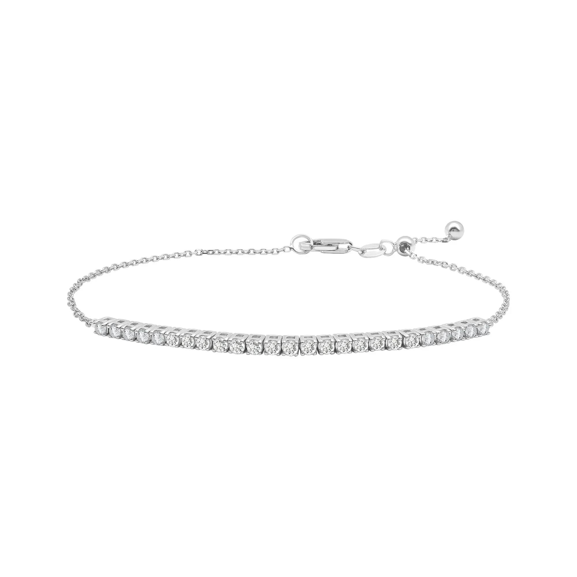 1/2 CT. Tw. Diamond Chain Bracelet 10K White Gold Size 1.80mm