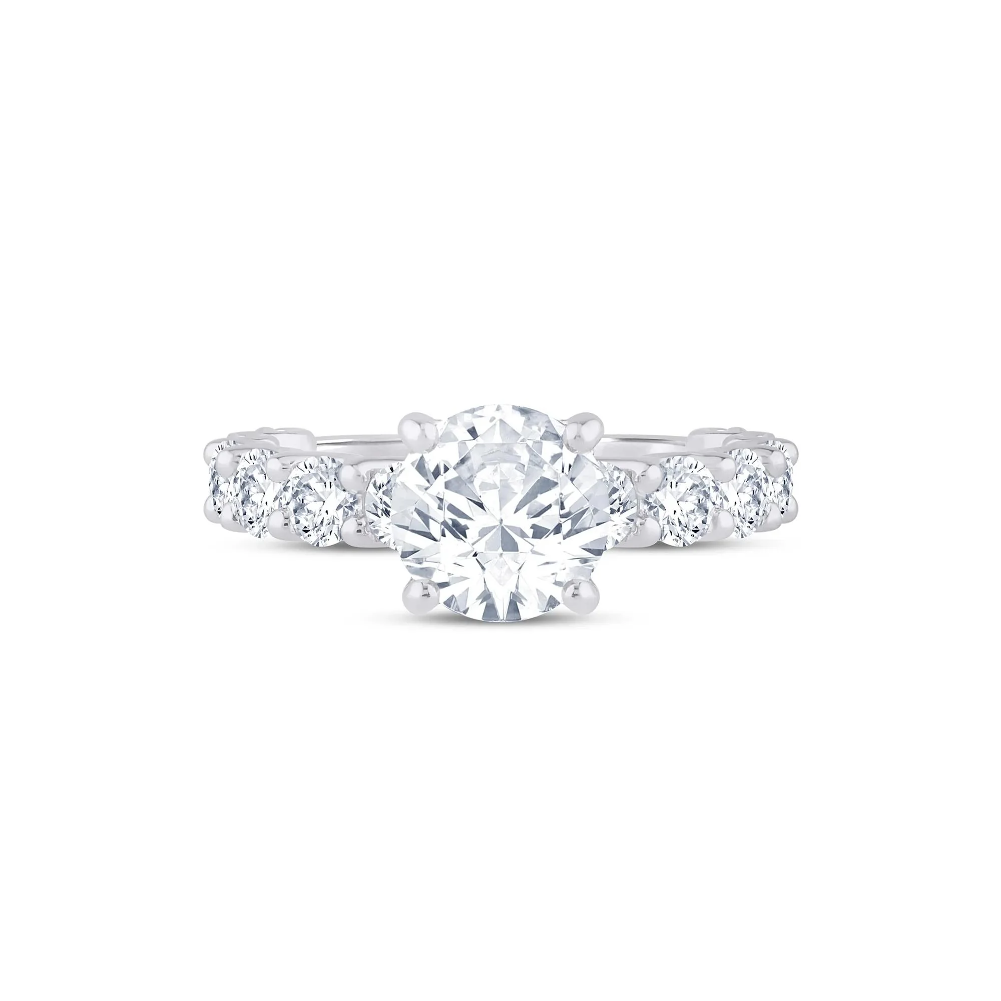 4 CT. Tw. Lab Grown Diamond Round Engagement Ring 14K White Gold Size 6.5 2mm