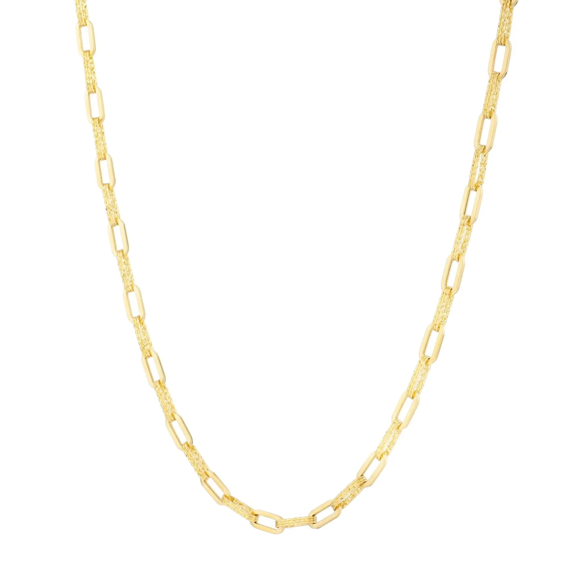 Diamond Cut Oval Layered Chain 14K Yellow Gold Necklace Size 18"