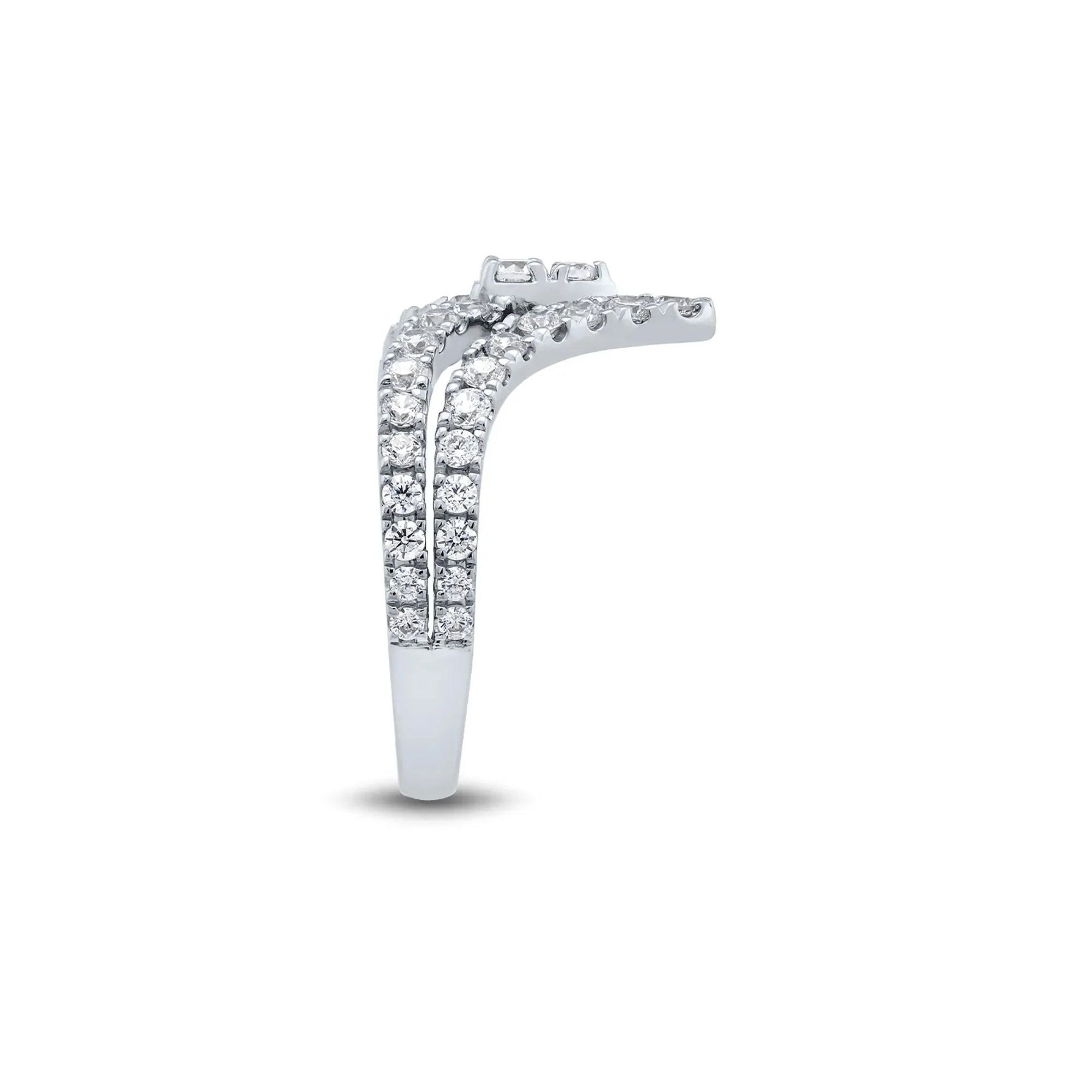 1 CT. Tw. Lab Grown Diamond Chevron Ring 14K White Gold Round Brilliant Cut Size 7.5 - Image 3