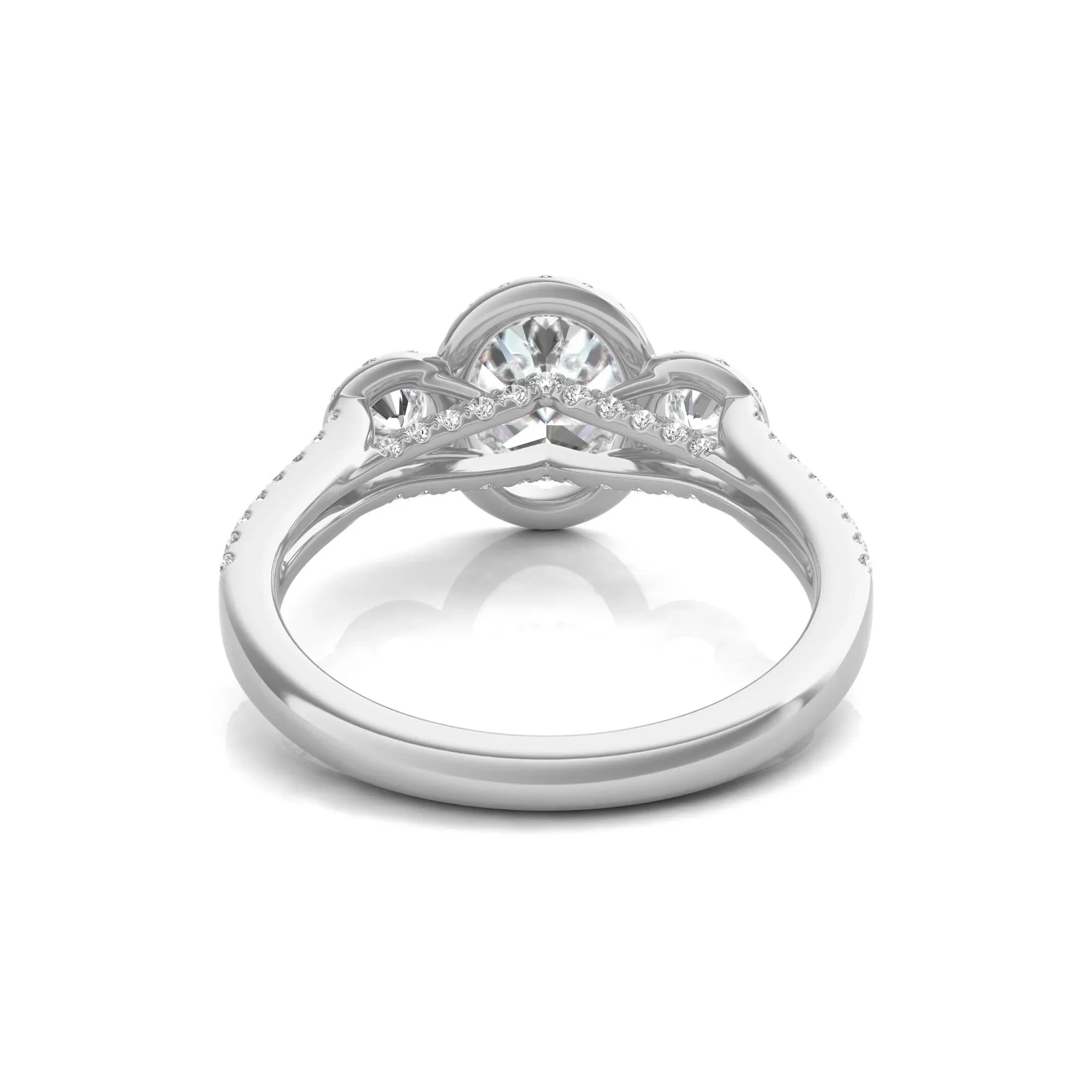 1 3/4 CT. Tw. Lab Grown Diamond Oval-Shaped Engagement Ring 14K White Gold Round Brilliant Cut Size 6 - Image 4