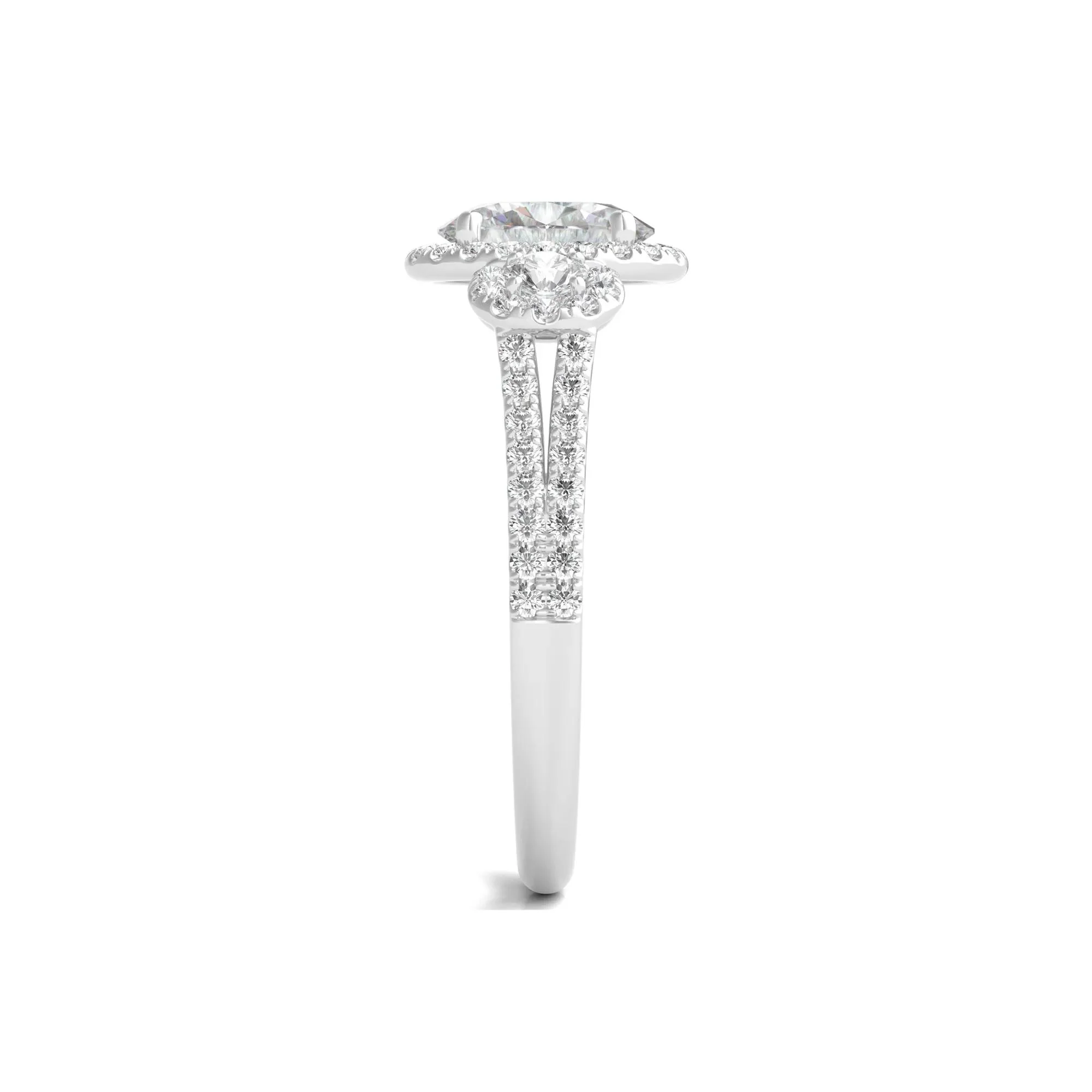 1 3/4 CT. Tw. Lab Grown Diamond Oval-Shaped Engagement Ring 14K White Gold Round Brilliant Cut Size 7.5 - Image 3