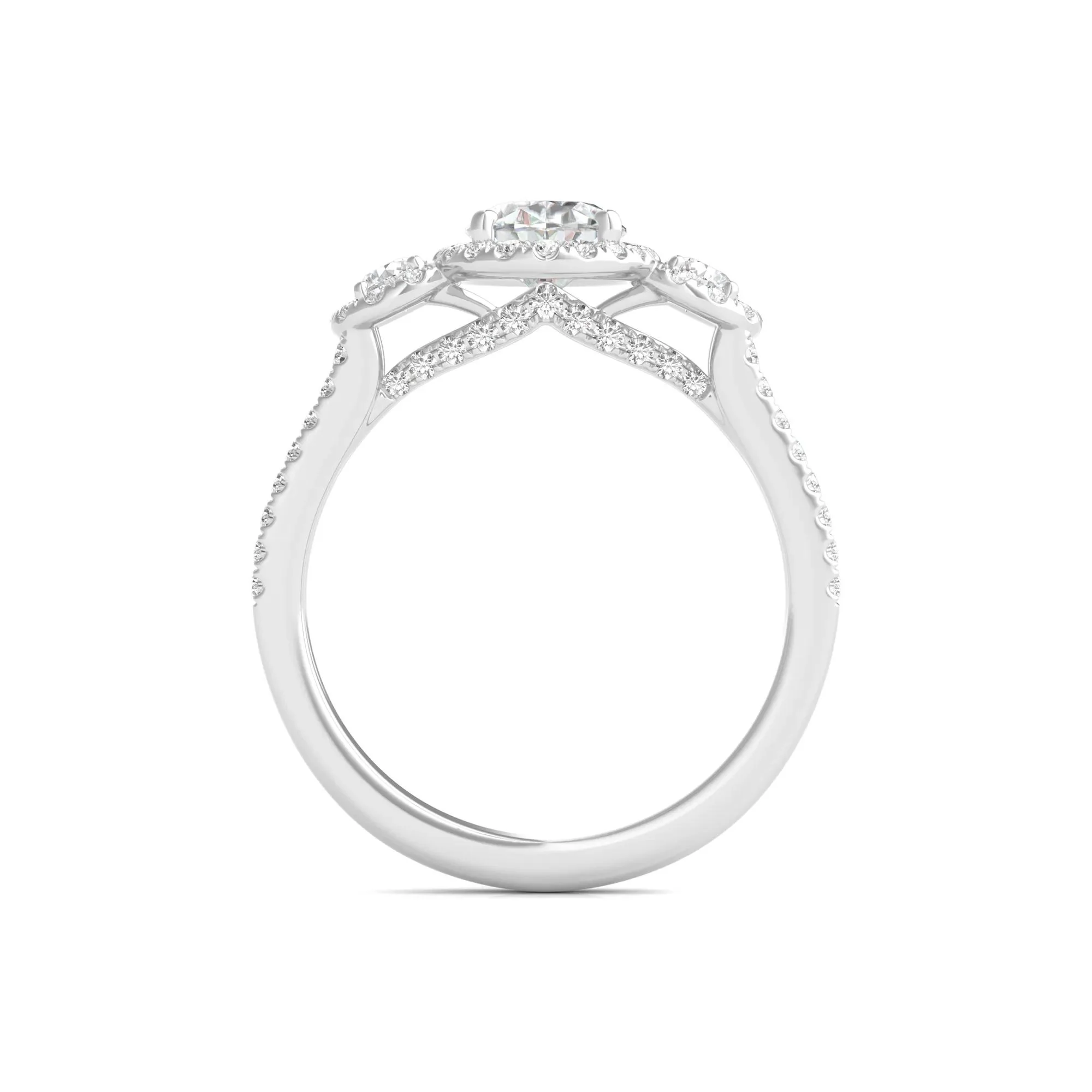 1 3/4 CT. Tw. Lab Grown Diamond Oval-Shaped Engagement Ring 14K White Gold Round Brilliant Cut Size 8.5 - Image 2