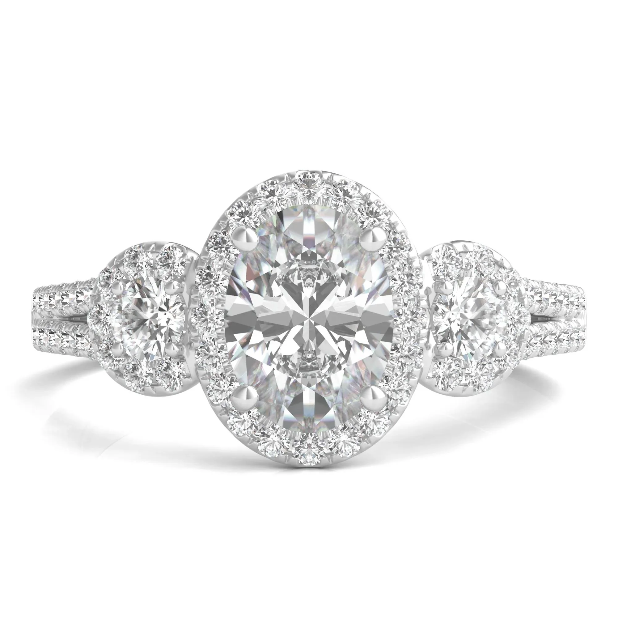 1 3/4 CT. Tw. Lab Grown Diamond Oval-Shaped Engagement Ring 14K White Gold Round Brilliant Cut Size 9