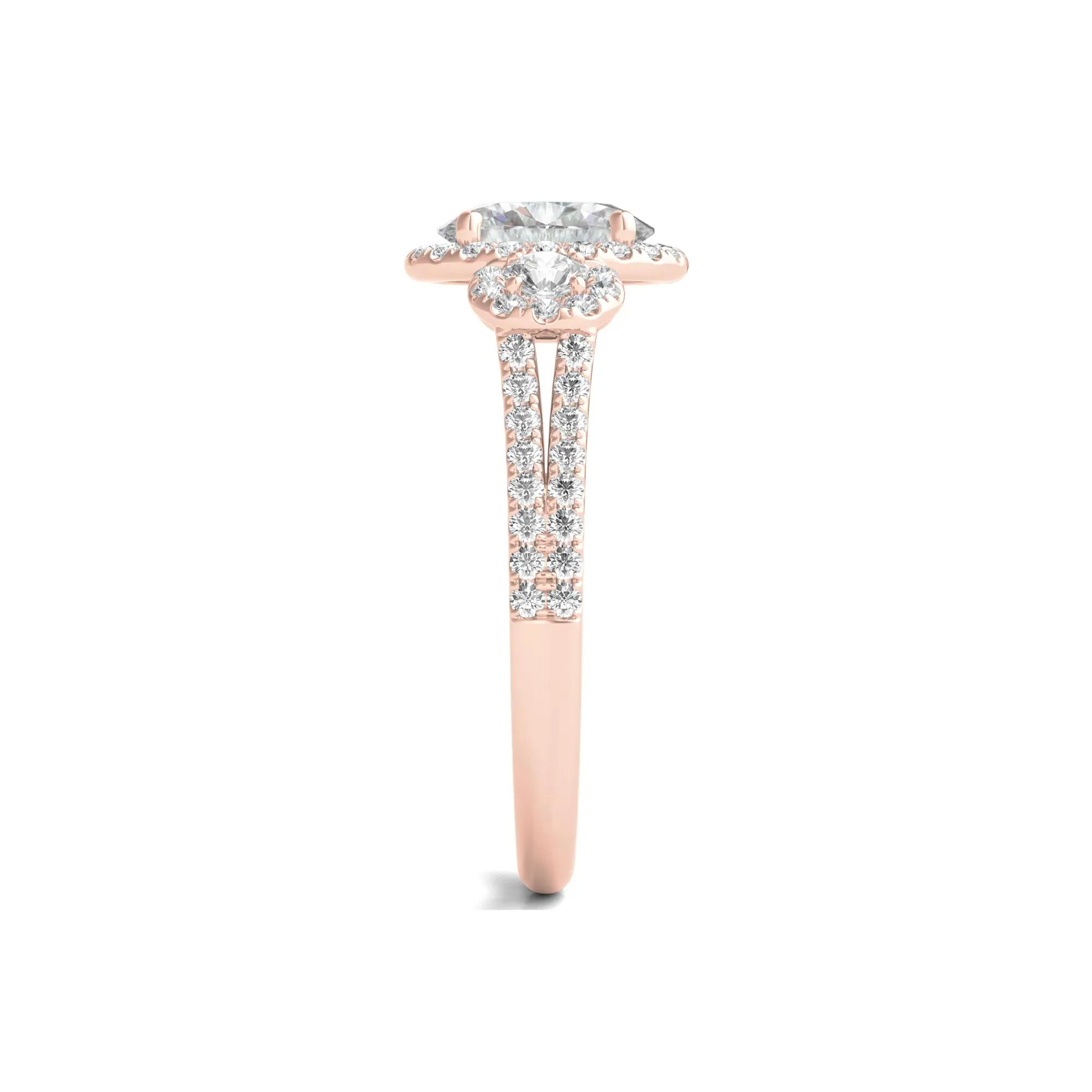 1 3/4 CT. Tw. Lab Grown Diamond Oval-Shaped Engagement Ring 14K Rose Gold Round Brilliant Cut Size 4.5 - Image 3