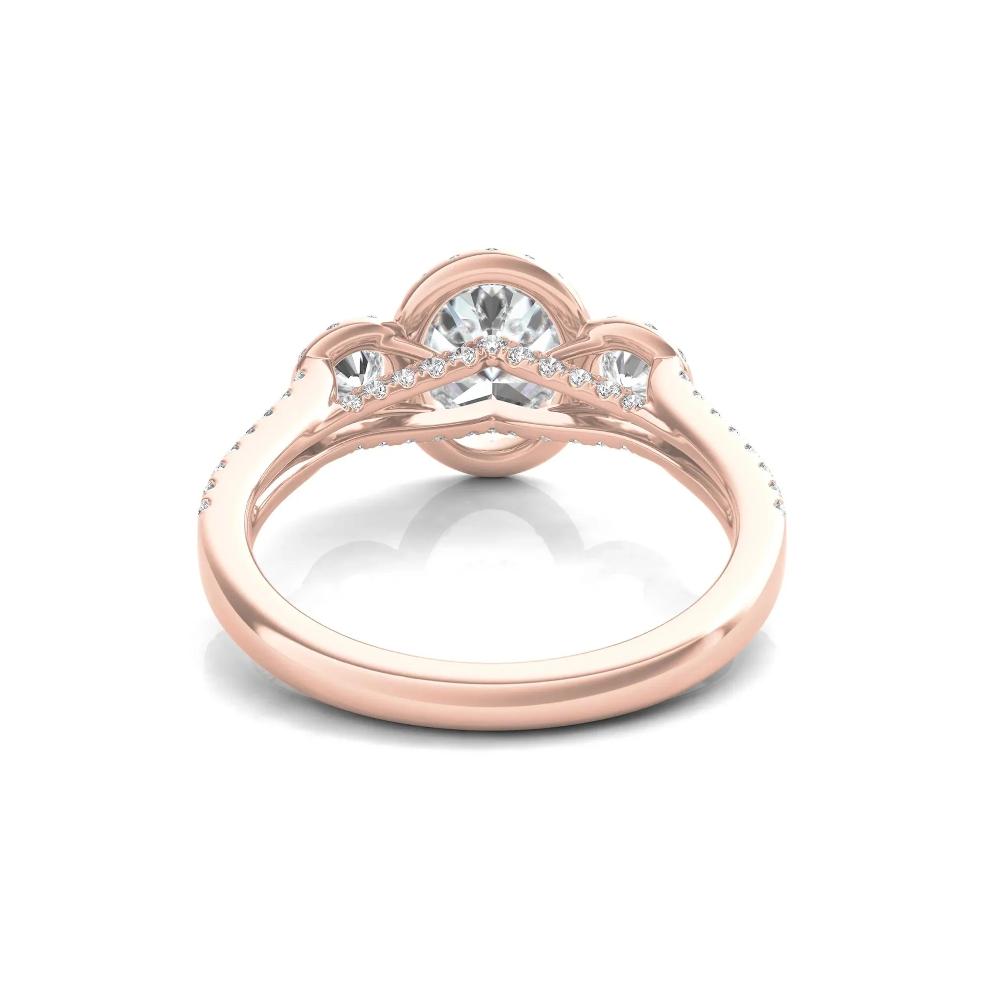 1 3/4 CT. Tw. Lab Grown Diamond Oval-Shaped Engagement Ring 14K Rose Gold Round Brilliant Cut Size 6 - Image 4