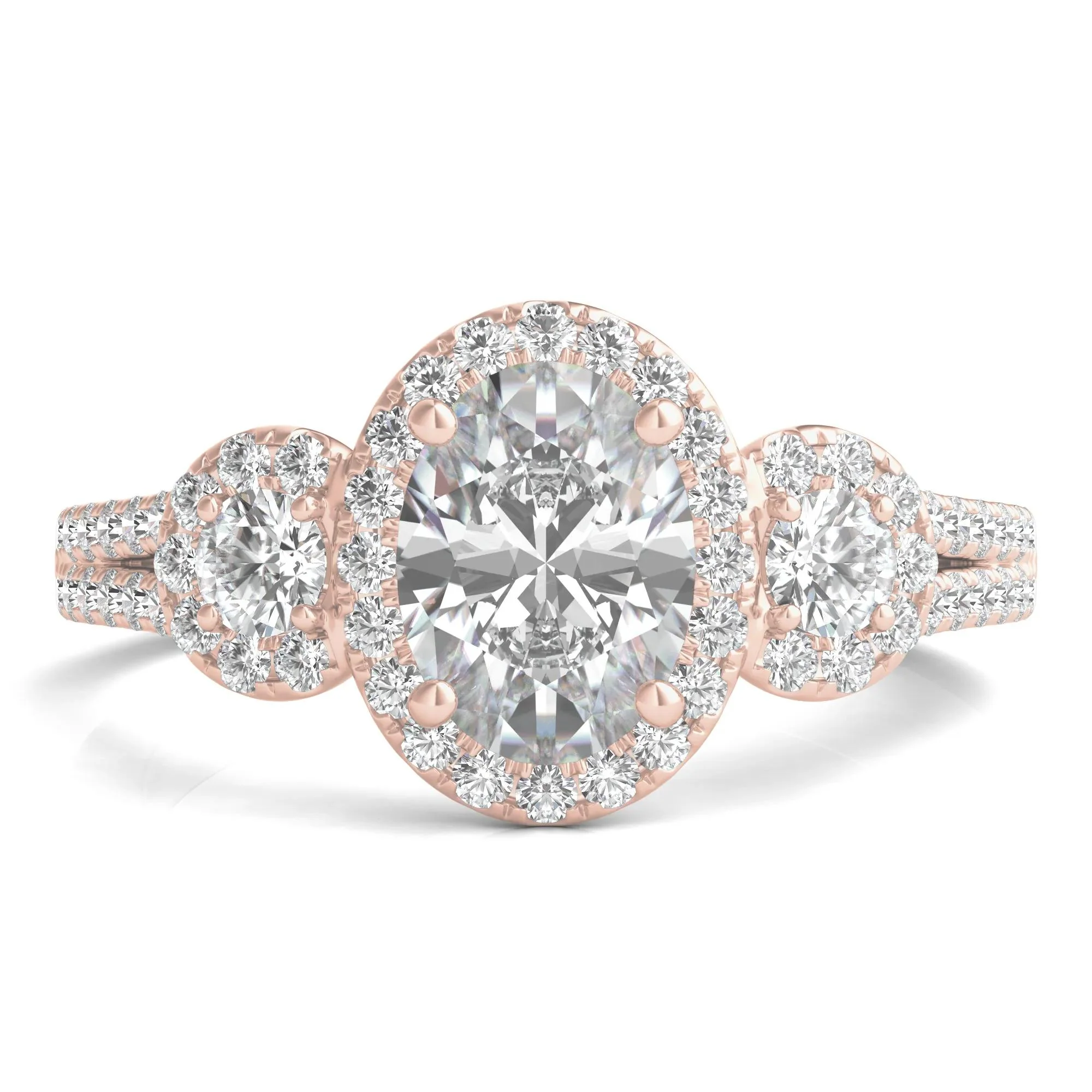 1 3/4 CT. Tw. Lab Grown Diamond Oval-Shaped Engagement Ring 14K Rose Gold Round Brilliant Cut Size 7