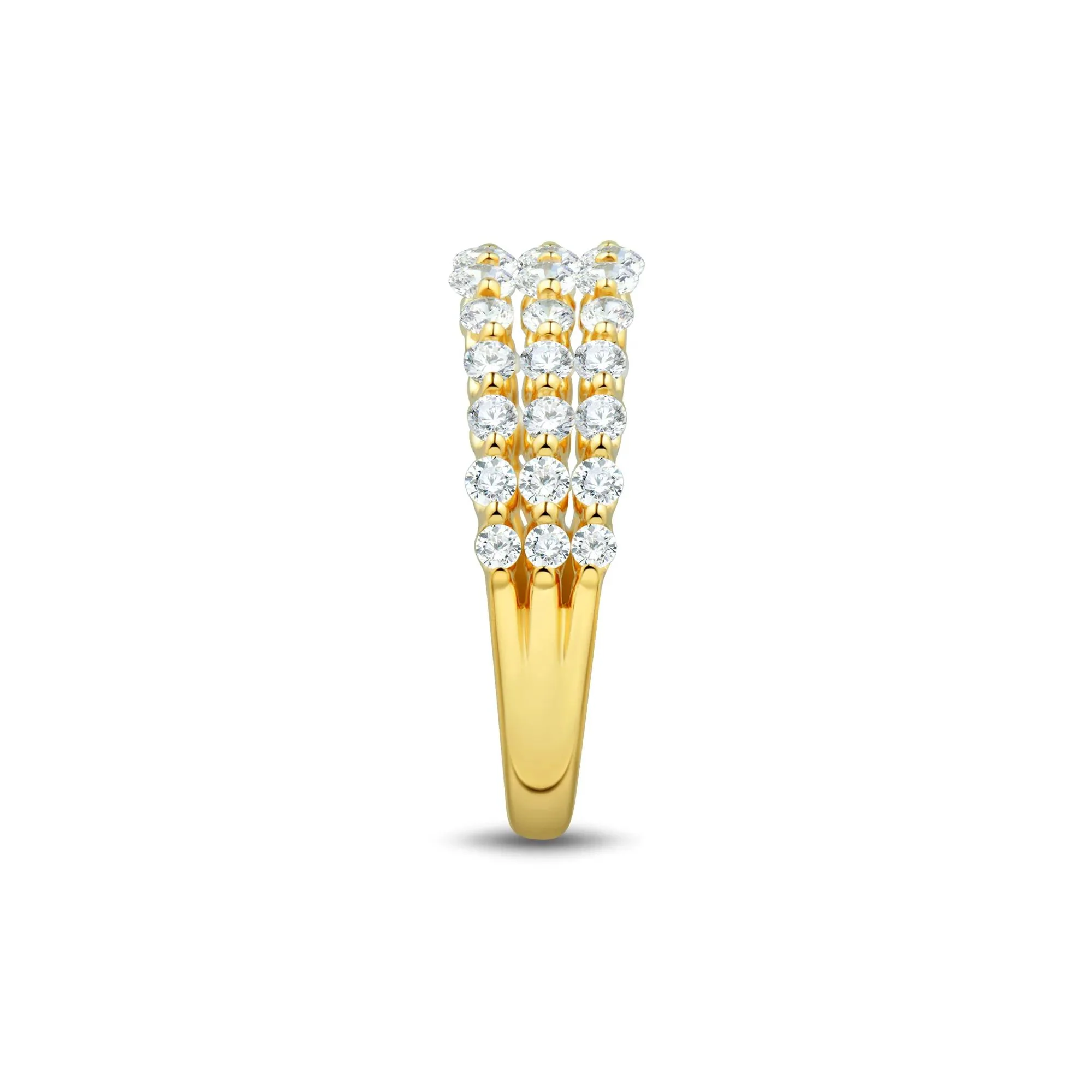 1 CT. Tw. Lab Grown Diamond Multi-Row Band Ring 10K Yellow Gold Round Brilliant Cut Size 7 1mm - Image 3