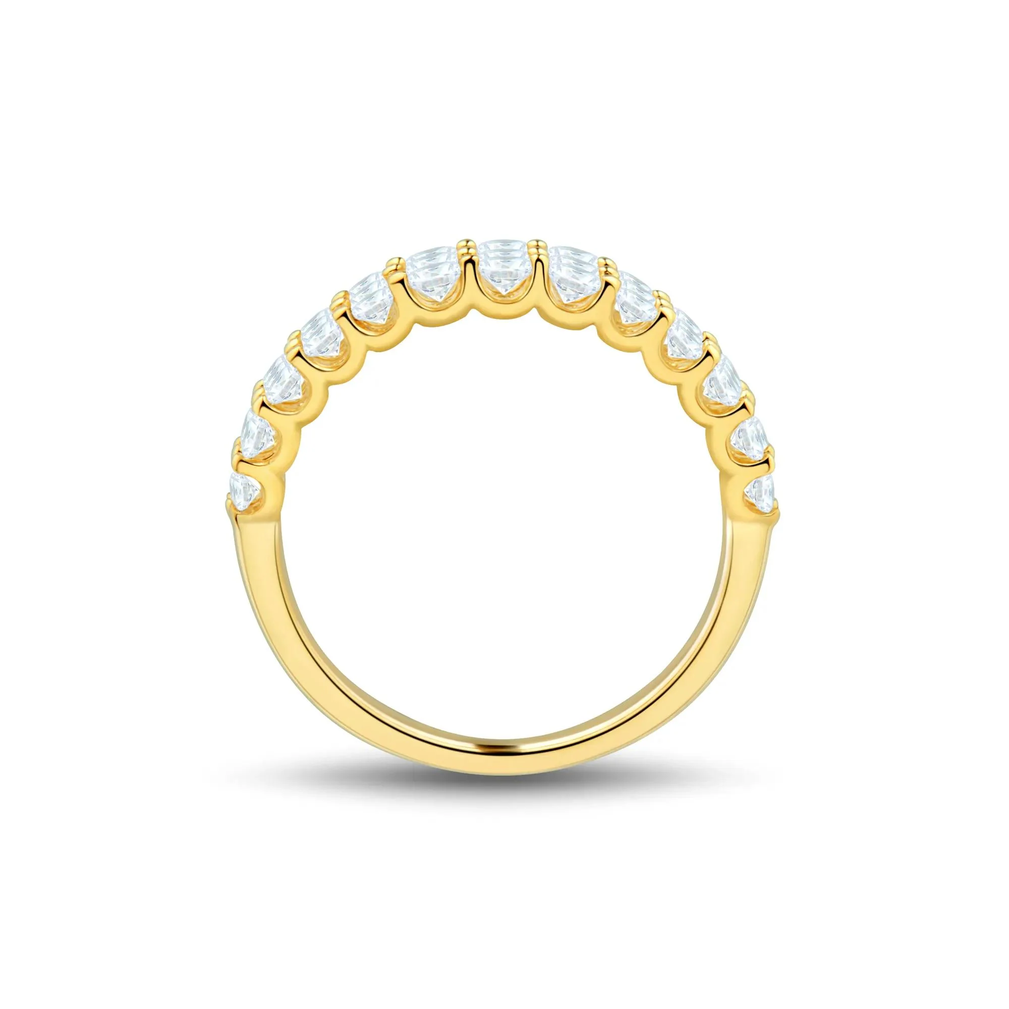 1 CT. Tw. Lab Grown Diamond Multi-Row Band Ring 10K Yellow Gold Round Brilliant Cut Size 7.5 1mm - Image 2
