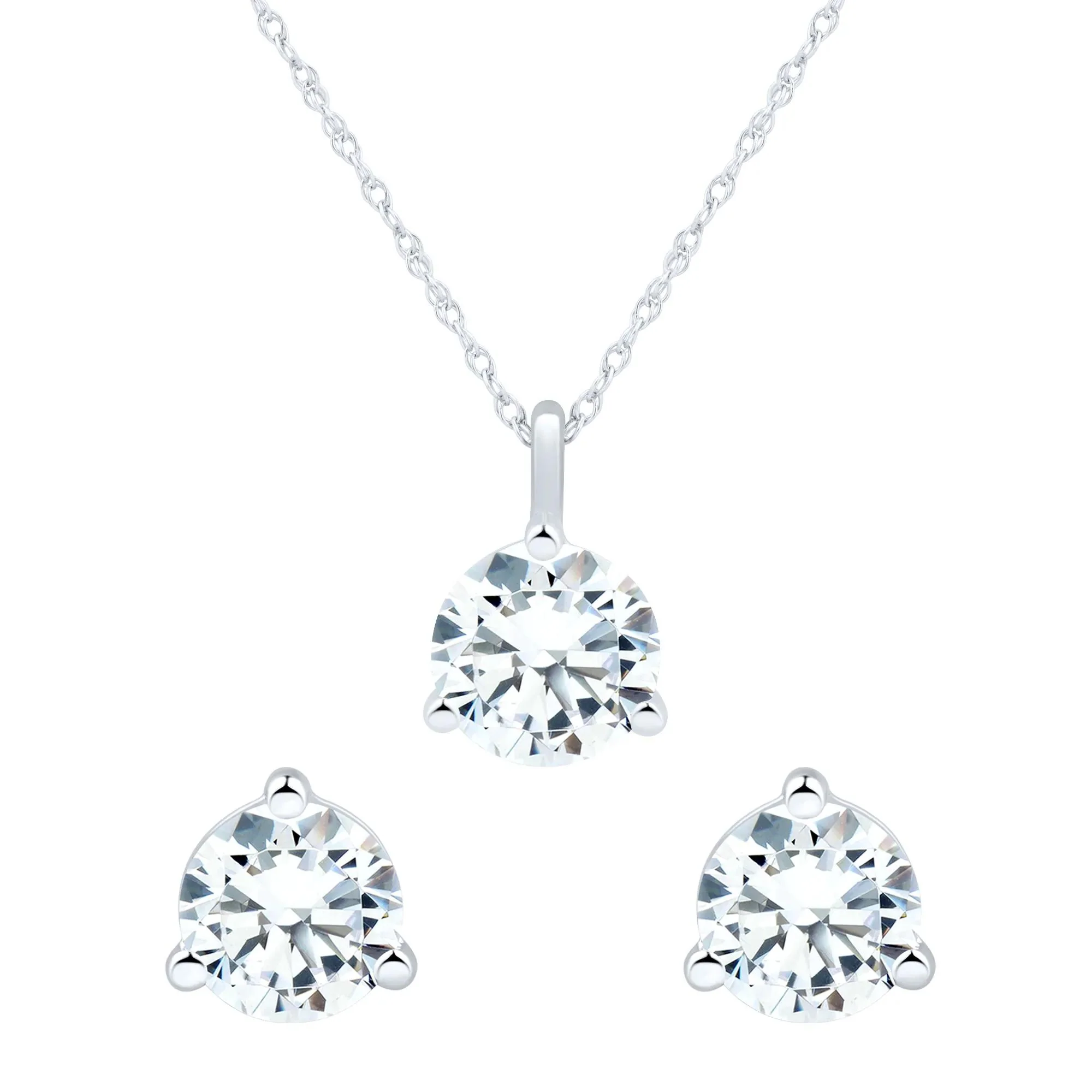 2 1/2 CT. Tw. Lab Grown Diamond Pendant Necklace and Earring Box Set 10K White Gold Size 18"