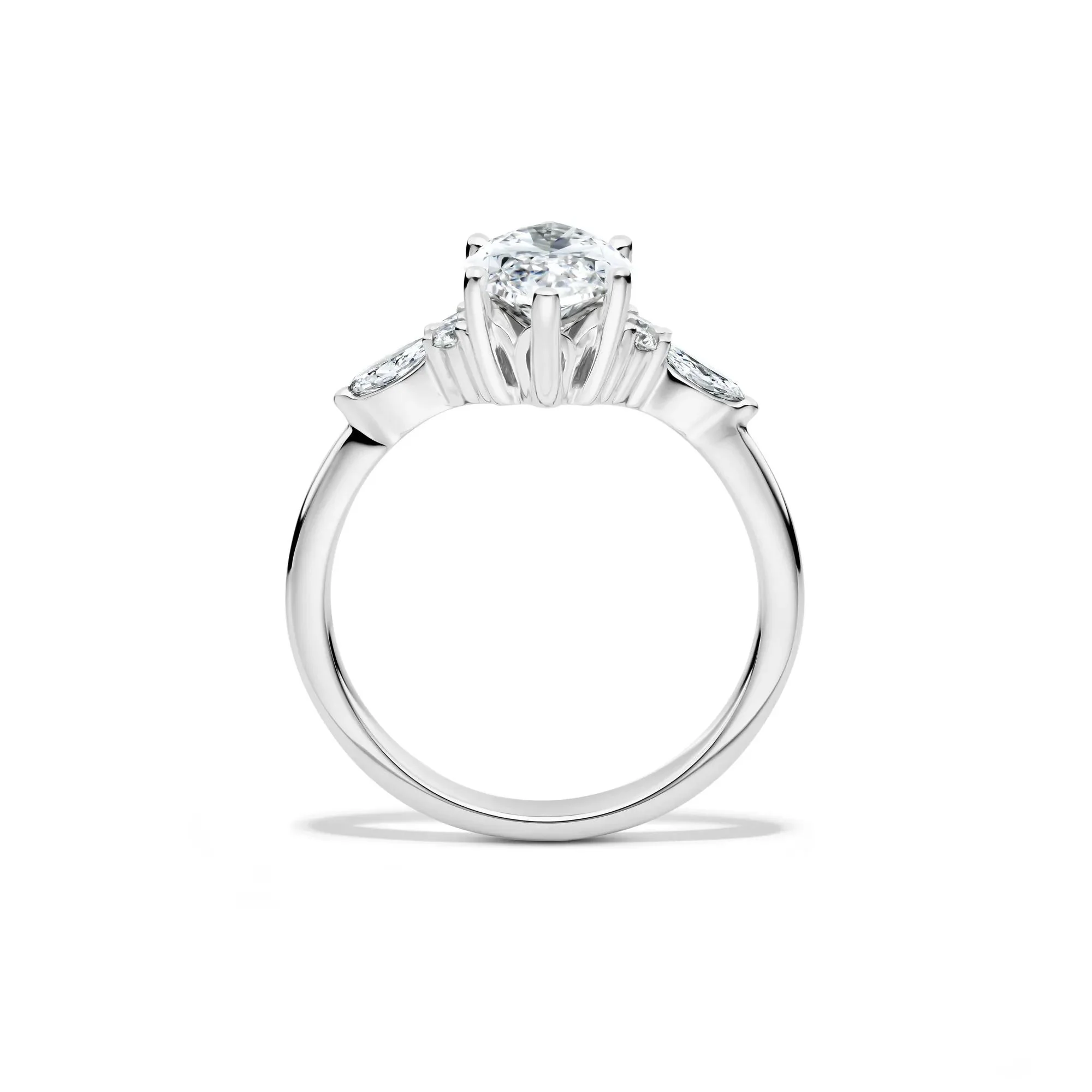 2 1/4 CT. Tw. Lab Grown Diamond Marquise-Cut Engagement Ring 14K White Gold Round Brilliant Cut Size 7.5 1mm - Image 2