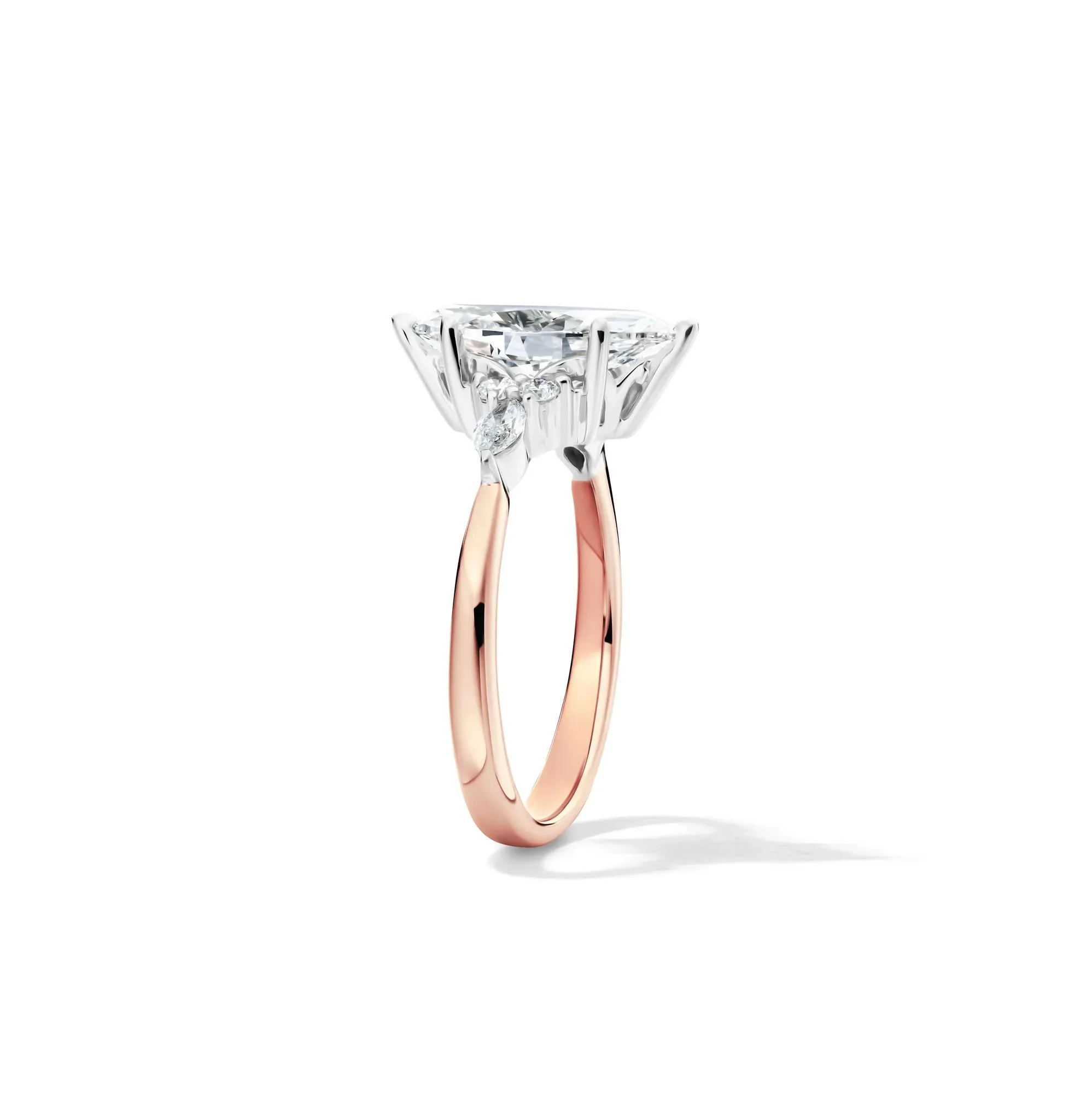 2 1/4 CT. Tw. Lab Grown Diamond Marquise-Cut Engagement Ring 14K Rose and White Gold Size 6 1mm - Image 3