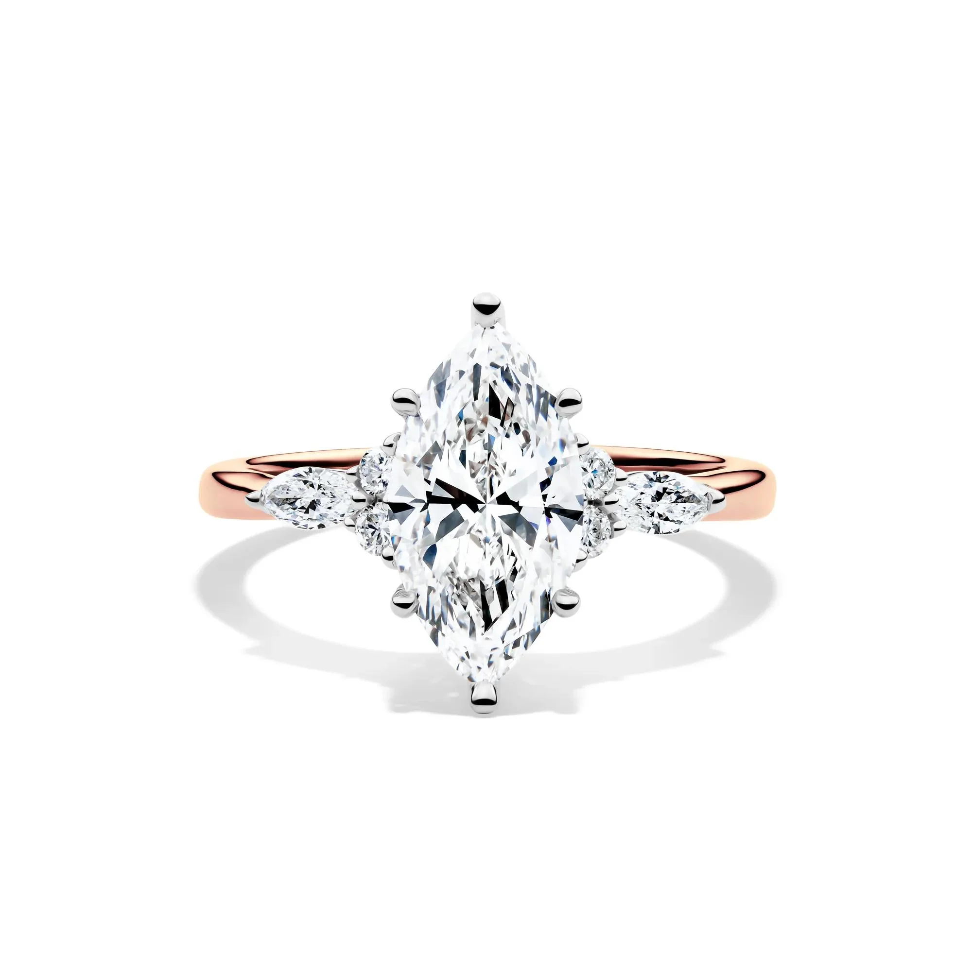 2 1/4 CT. Tw. Lab Grown Diamond Marquise-Cut Engagement Ring 14K Rose and White Gold Size 7 1mm