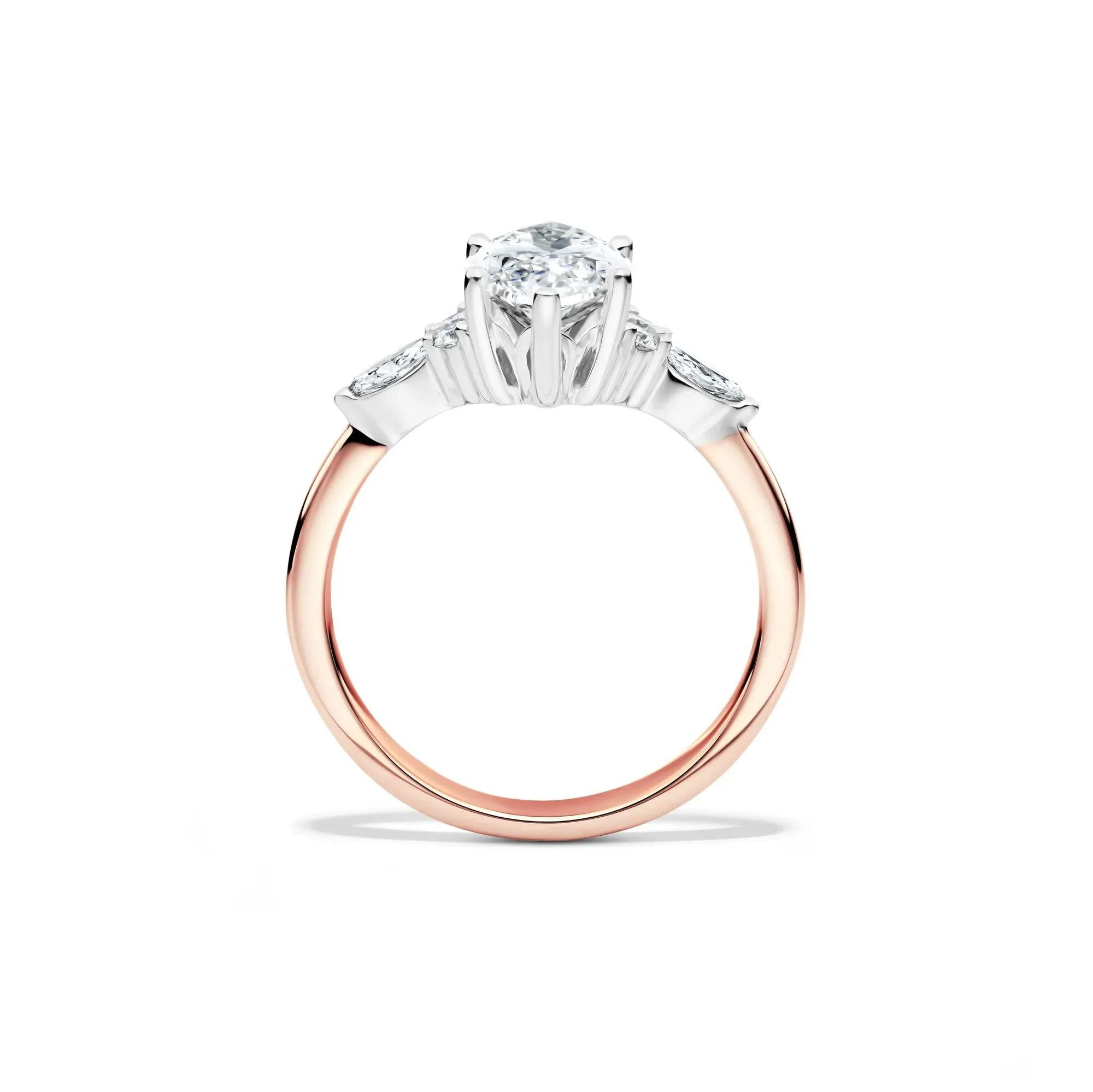 2 1/4 CT. Tw. Lab Grown Diamond Marquise-Cut Engagement Ring 14K Rose and White Gold Size 8 1mm - Image 2