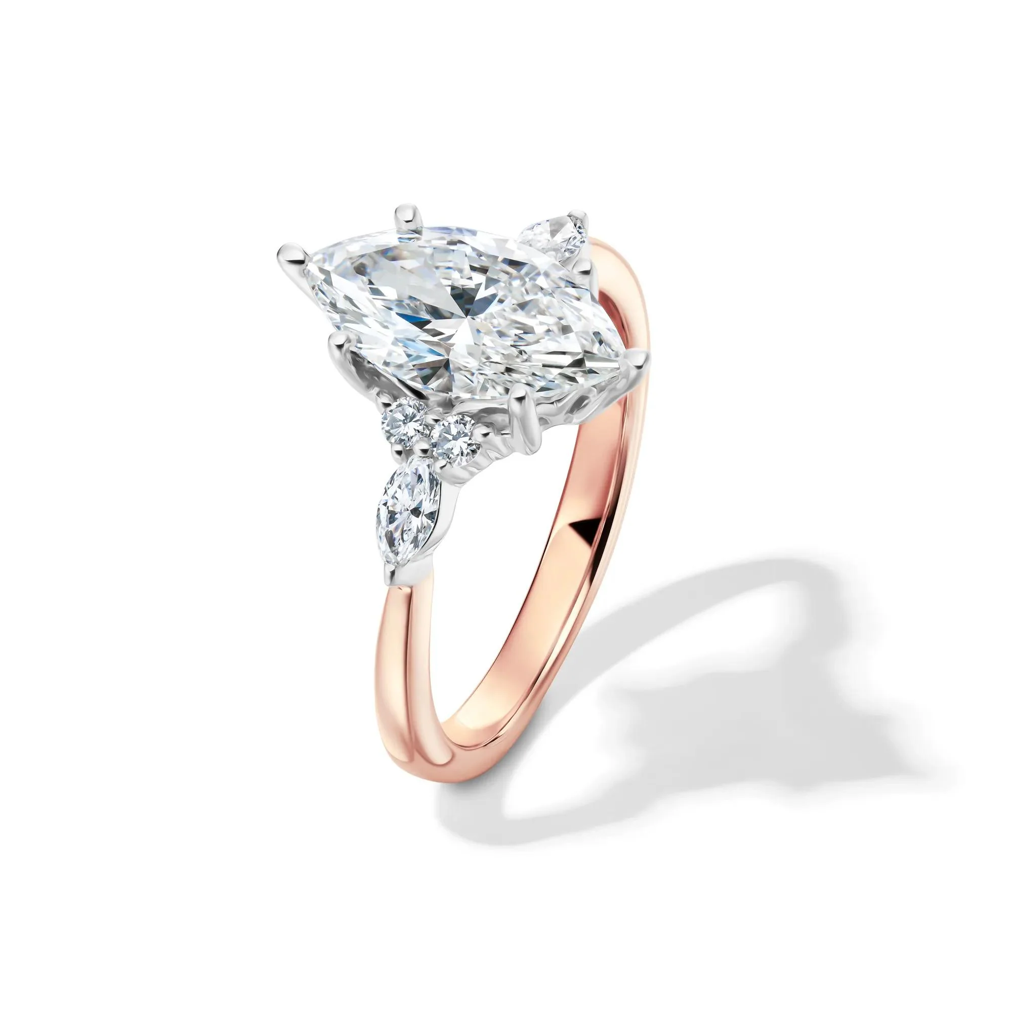 2 1/4 CT. Tw. Lab Grown Diamond Marquise-Cut Engagement Ring 14K Rose and White Gold Size 8 1mm - Image 4