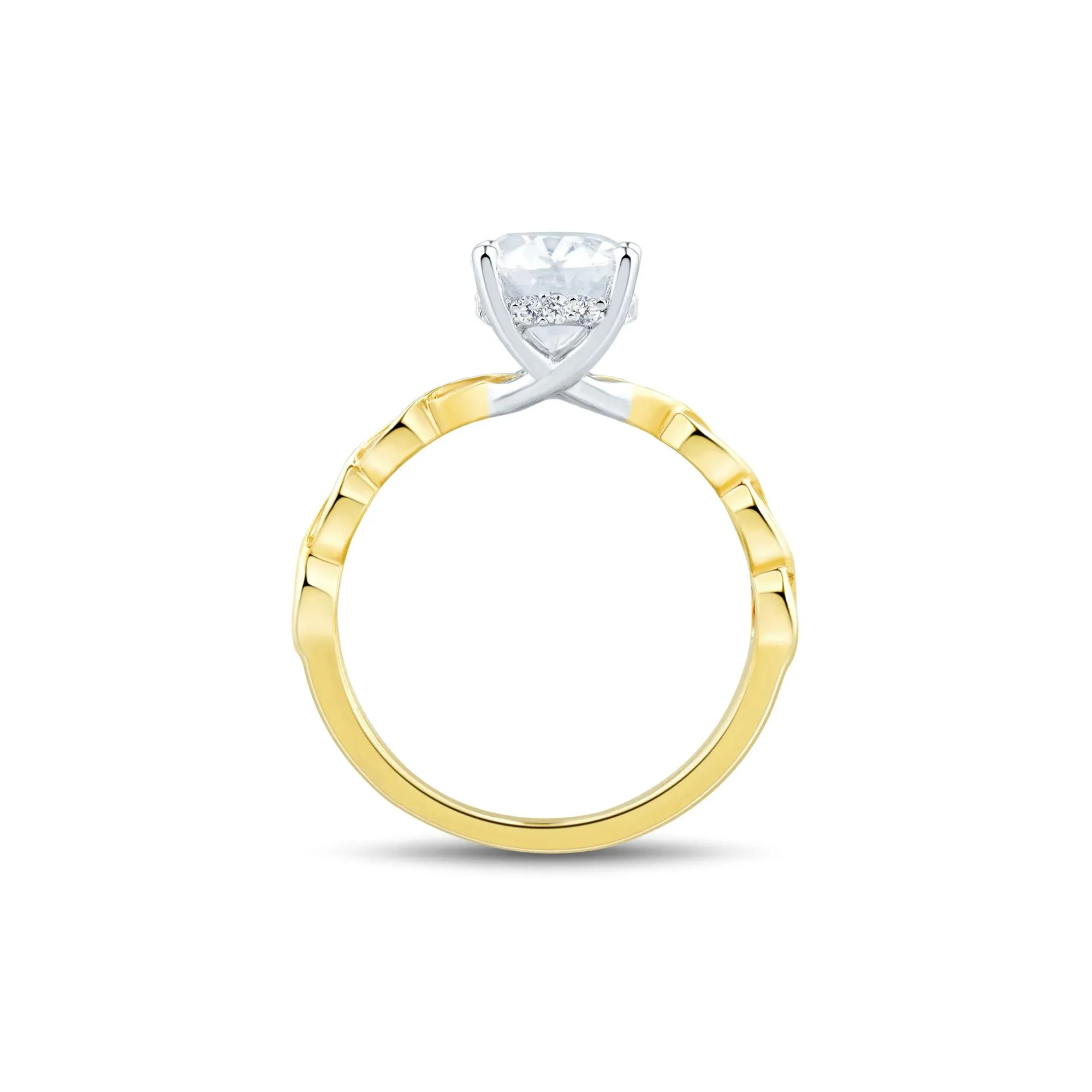 1/2 CT. Tw. Lab Grown Diamond Oval Shaped Engagement Ring 14K White & Yellow Gold (2-) Size 10 1mm - Image 2
