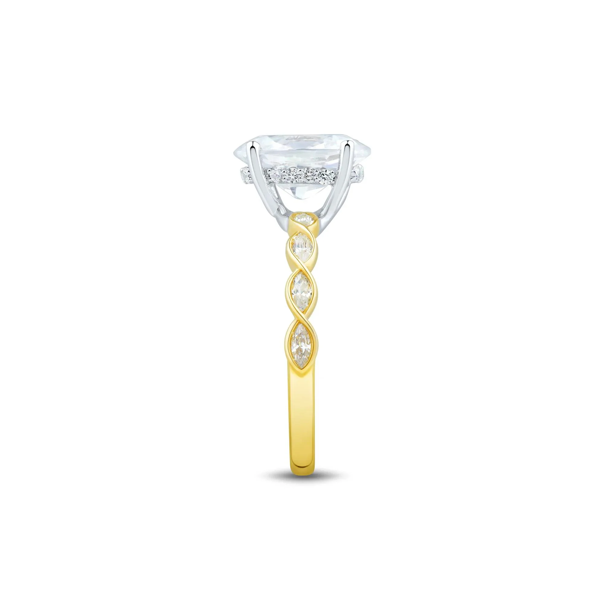 1/2 CT. Tw. Lab Grown Diamond Oval Shaped Engagement Ring 14K White & Yellow Gold (2-) Size 6.5 1mm - Image 3