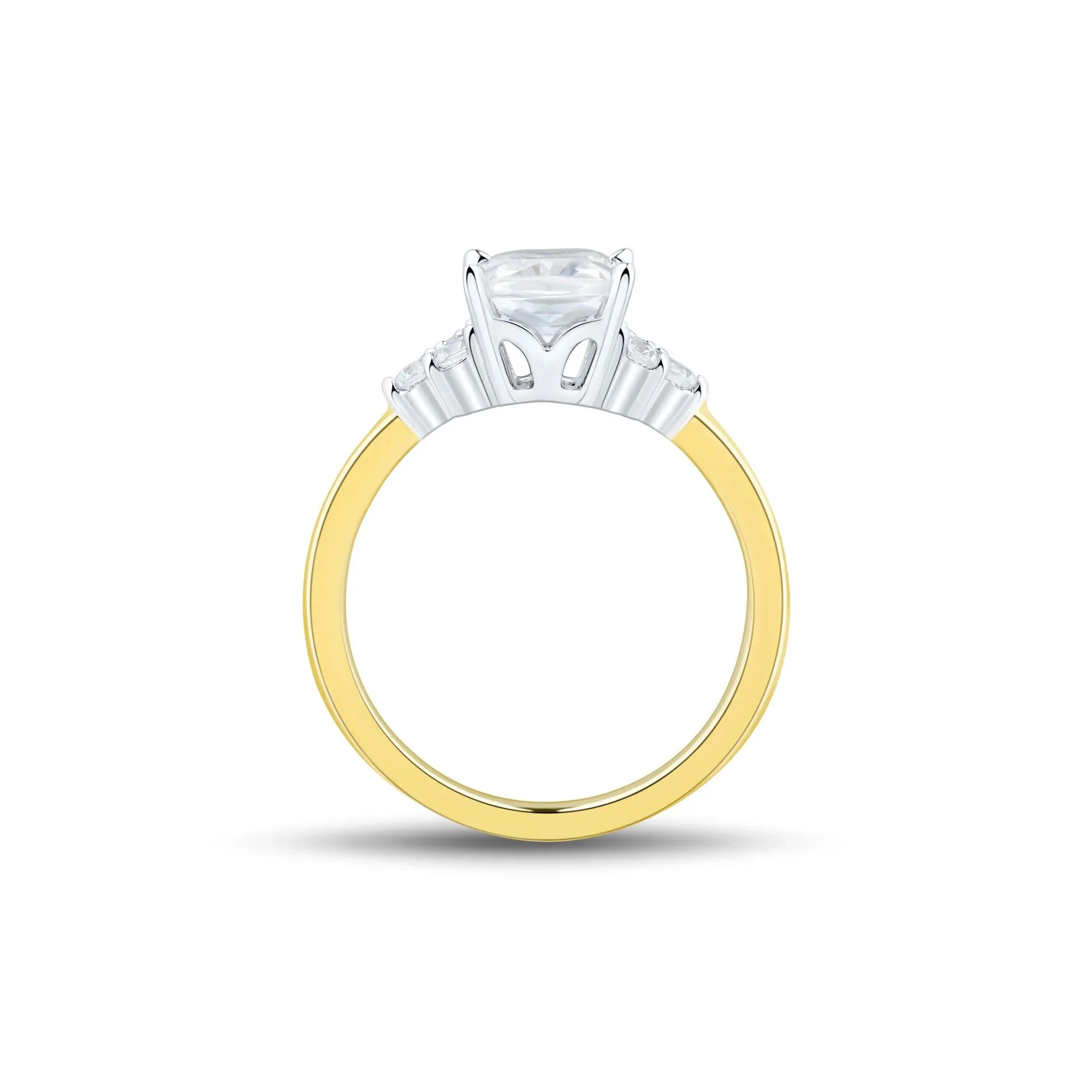 2 1/4 CT. Tw. Lab Grown Diamond Radiant-Cut and Round Engagement Ring 14K Yellow and White Gold Size 5.5 1.5mm - Image 2