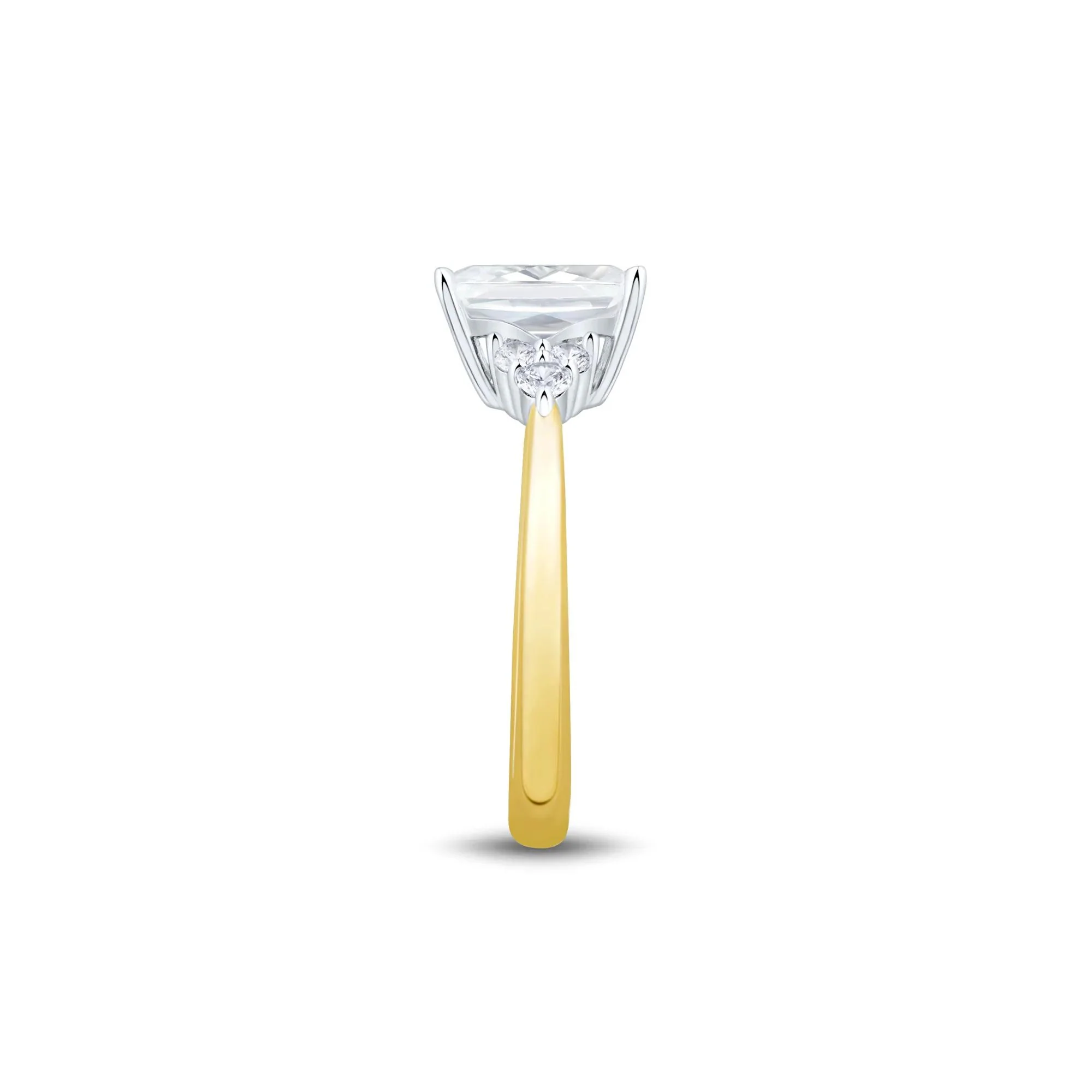 2 1/4 CT. Tw. Lab Grown Diamond Radiant-Cut and Round Engagement Ring 14K Yellow and White Gold Size 8.5 1.5mm - Image 3