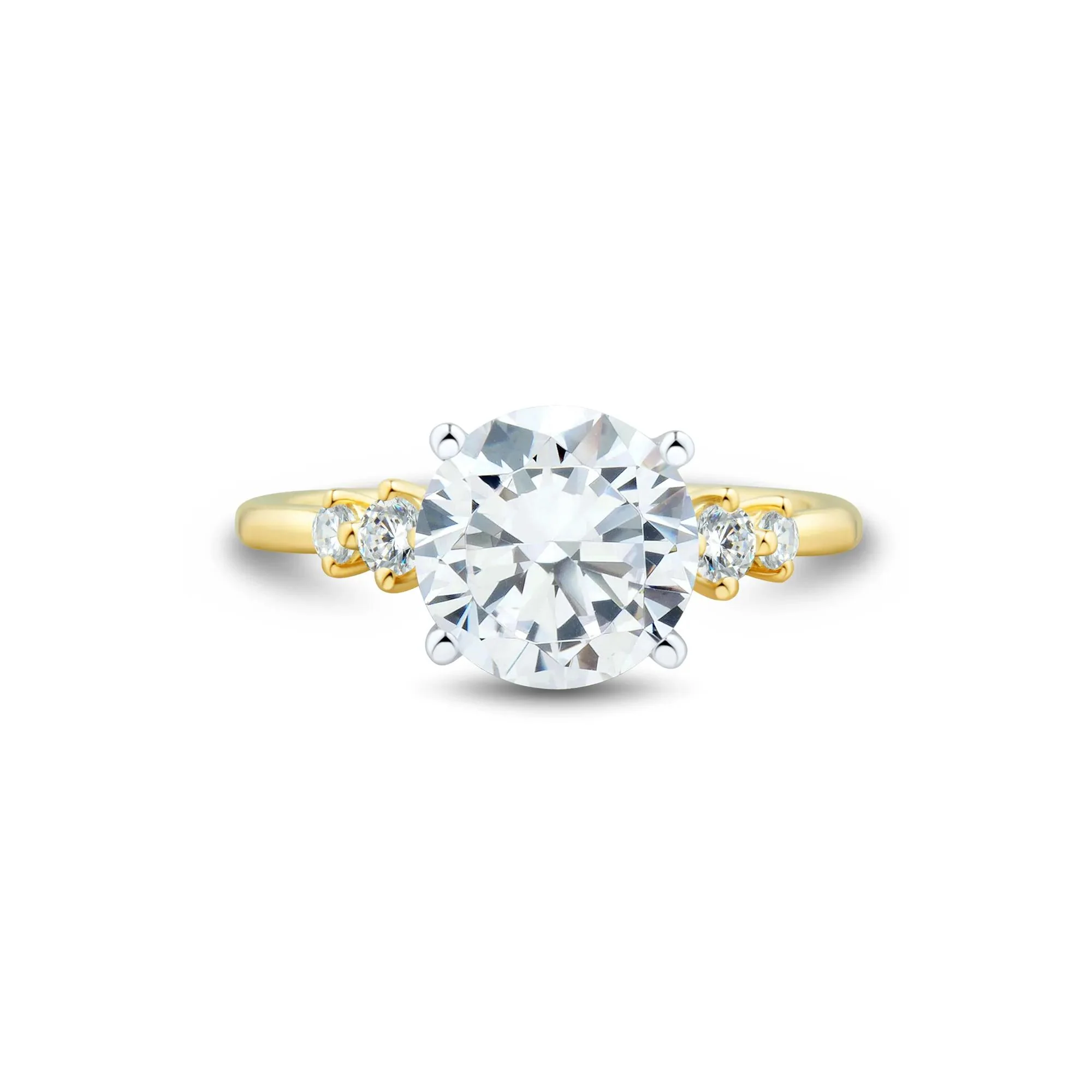 2 3/4 CT. Tw. Lab Grown Diamond Round Center Engagement Ring 14K Yellow and White Gold Size 7 1.5mm