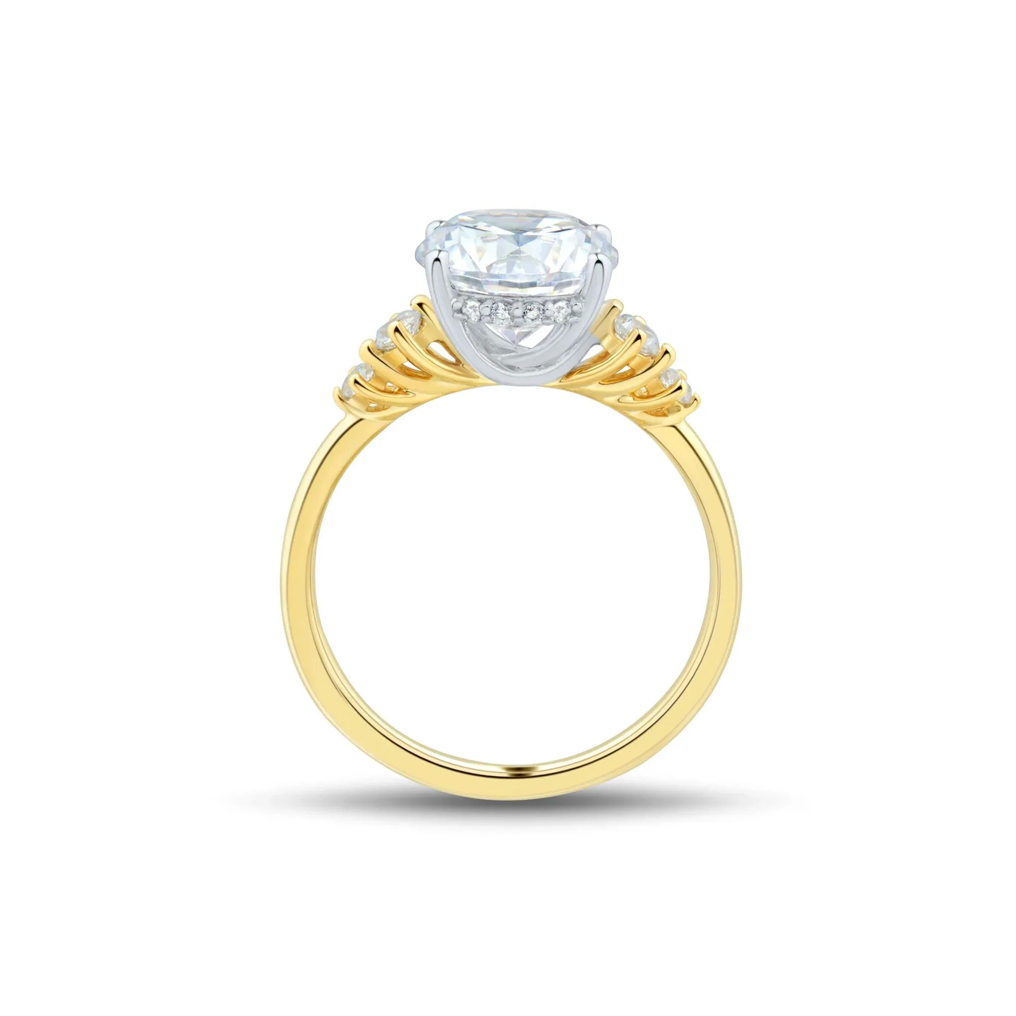 2 3/4 CT. Tw. Lab Grown Diamond Round Center Engagement Ring 14K Yellow and White Gold Size 8 1.5mm - Image 2