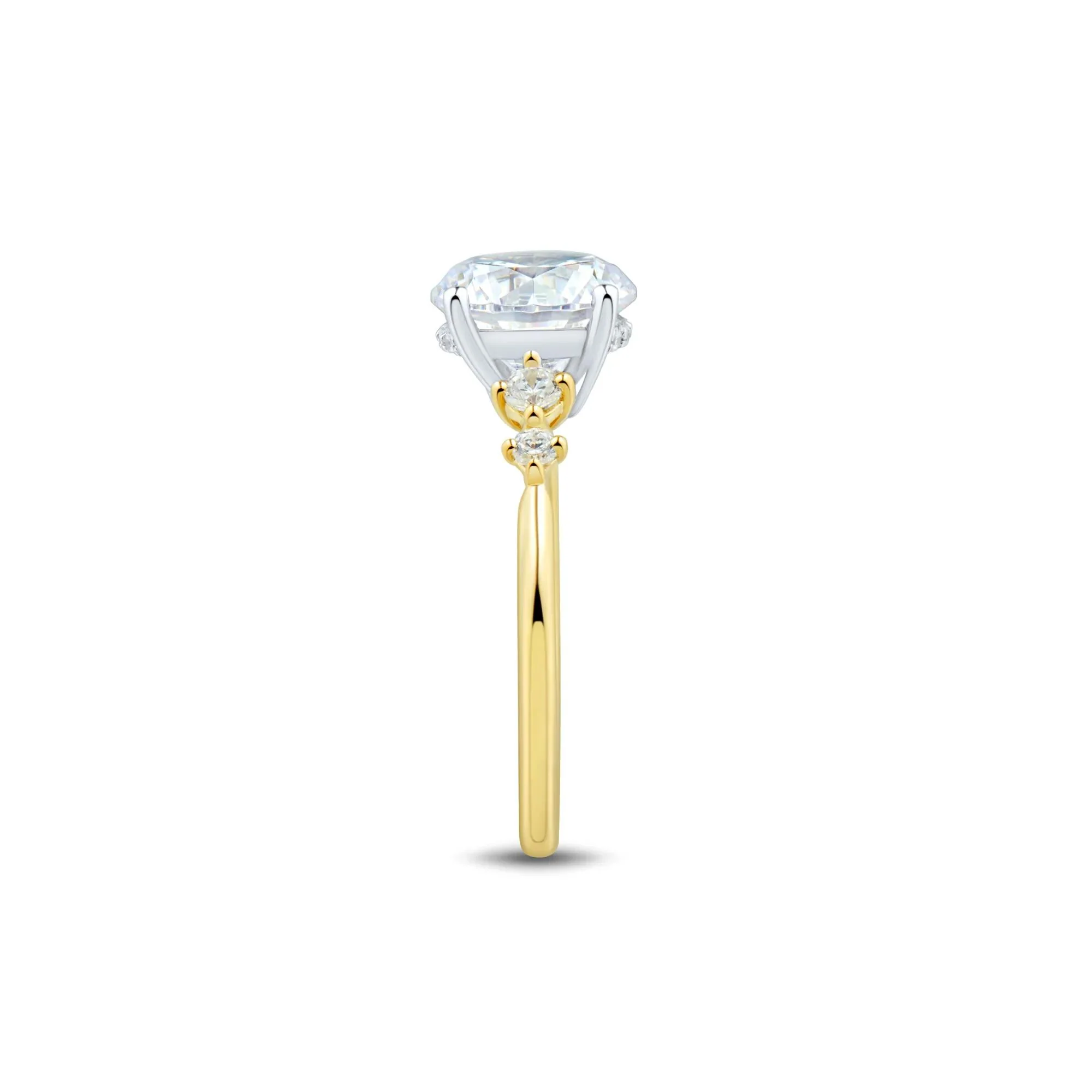 2 3/4 CT. Tw. Lab Grown Diamond Round Center Engagement Ring 14K Yellow and White Gold Size 9 1.5mm - Image 3