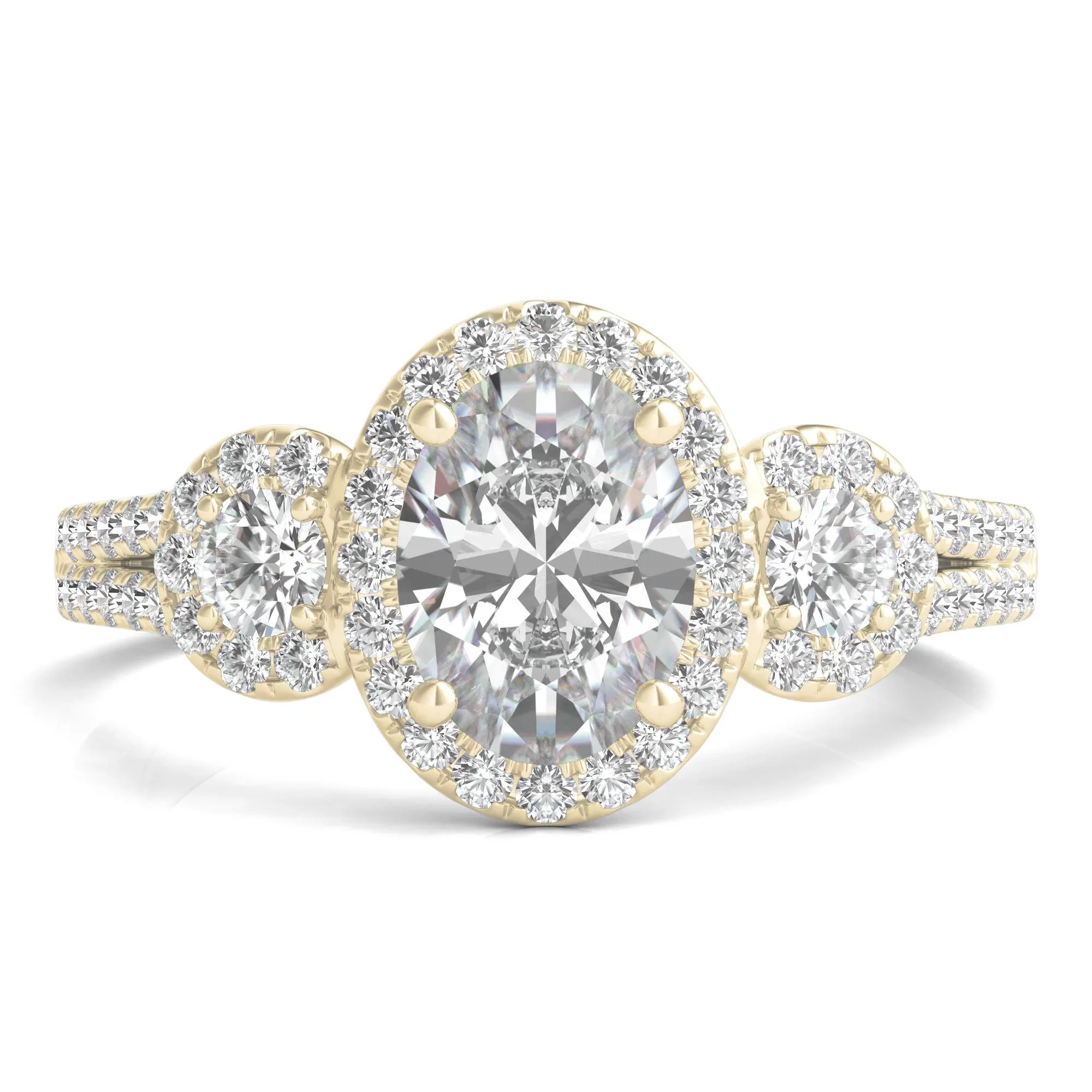 1 3/4 CT. Tw. Lab Grown Diamond Oval-Shaped Engagement Ring 14K Yellow Gold Round Brilliant Cut Size 4
