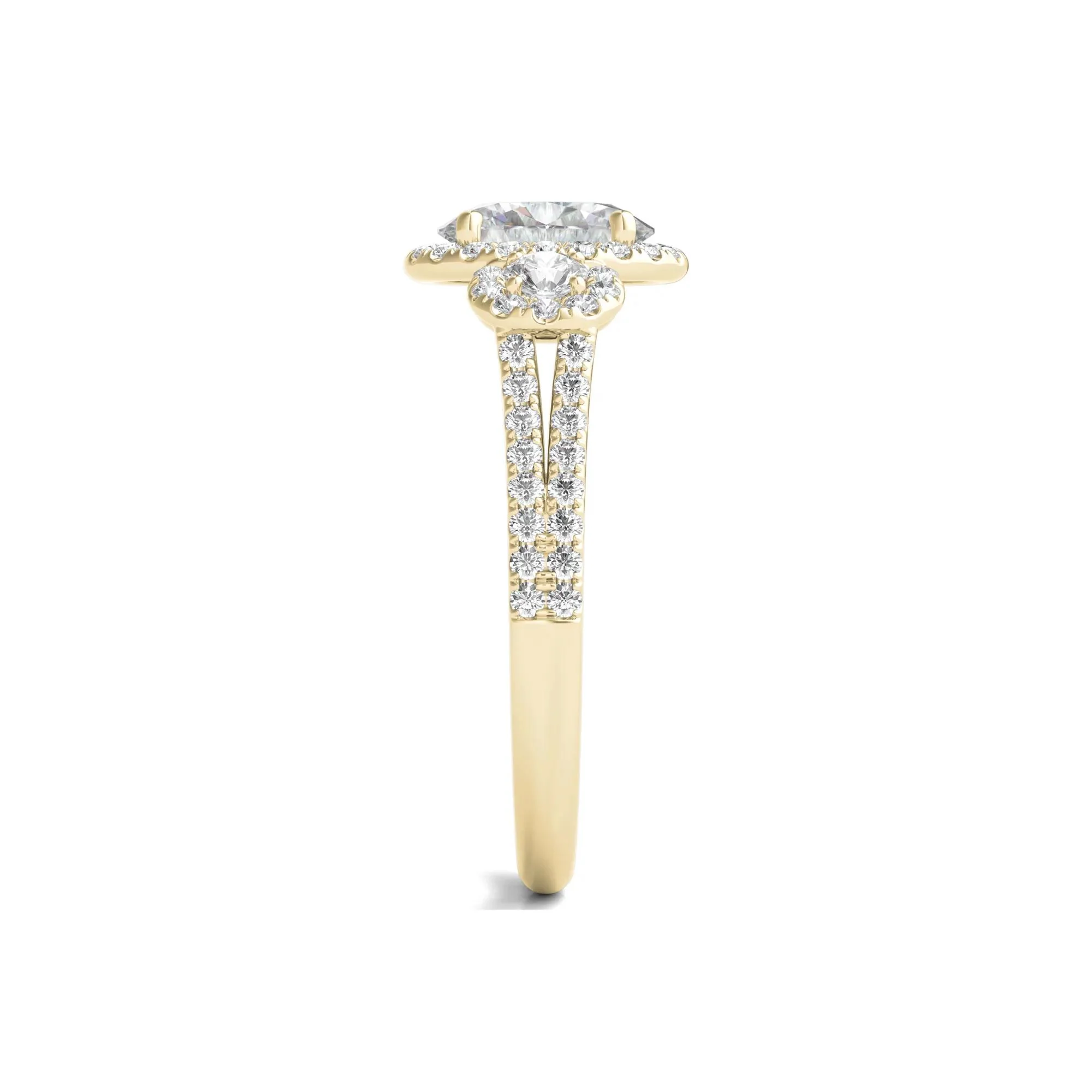 1 3/4 CT. Tw. Lab Grown Diamond Oval-Shaped Engagement Ring 14K Yellow Gold Round Brilliant Cut Size 6.5 - Image 3