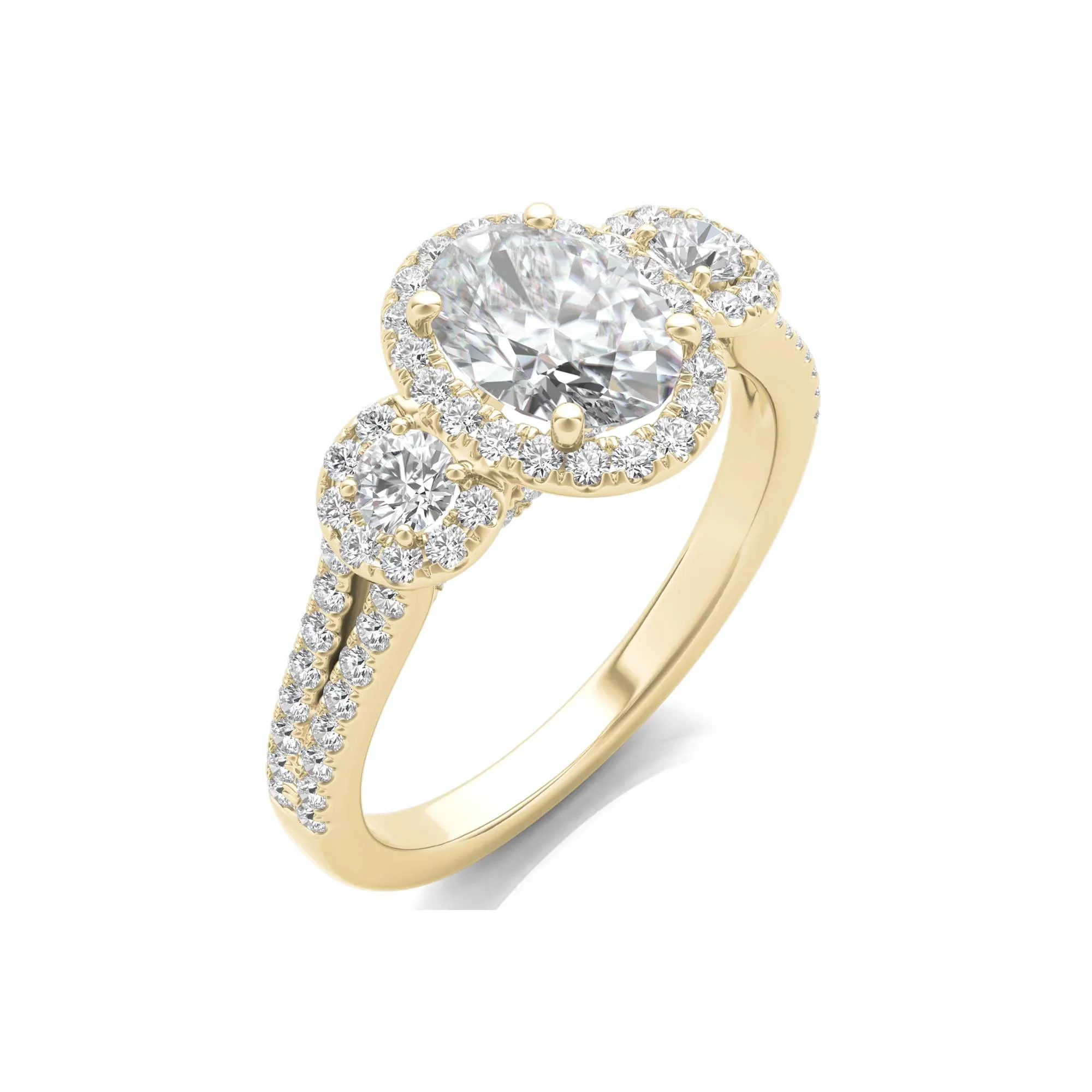 1 3/4 CT. Tw. Lab Grown Diamond Oval-Shaped Engagement Ring 14K Yellow Gold Round Brilliant Cut Size 6.5 - Image 5