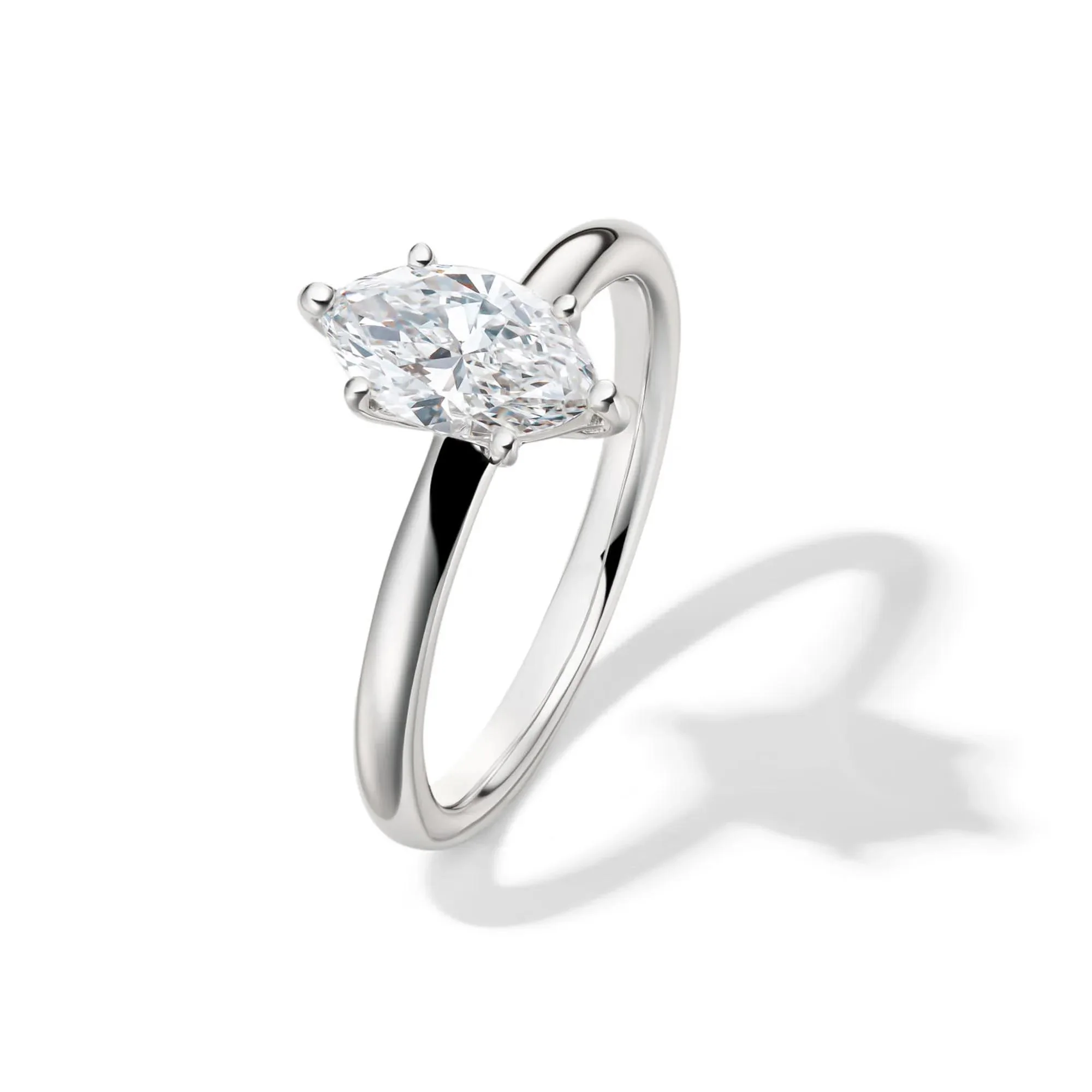 Lab Grown Diamond Marquise Engagement Ring Solitaire Platinum (1 CT.) White Size 5.5 2mm - Image 4