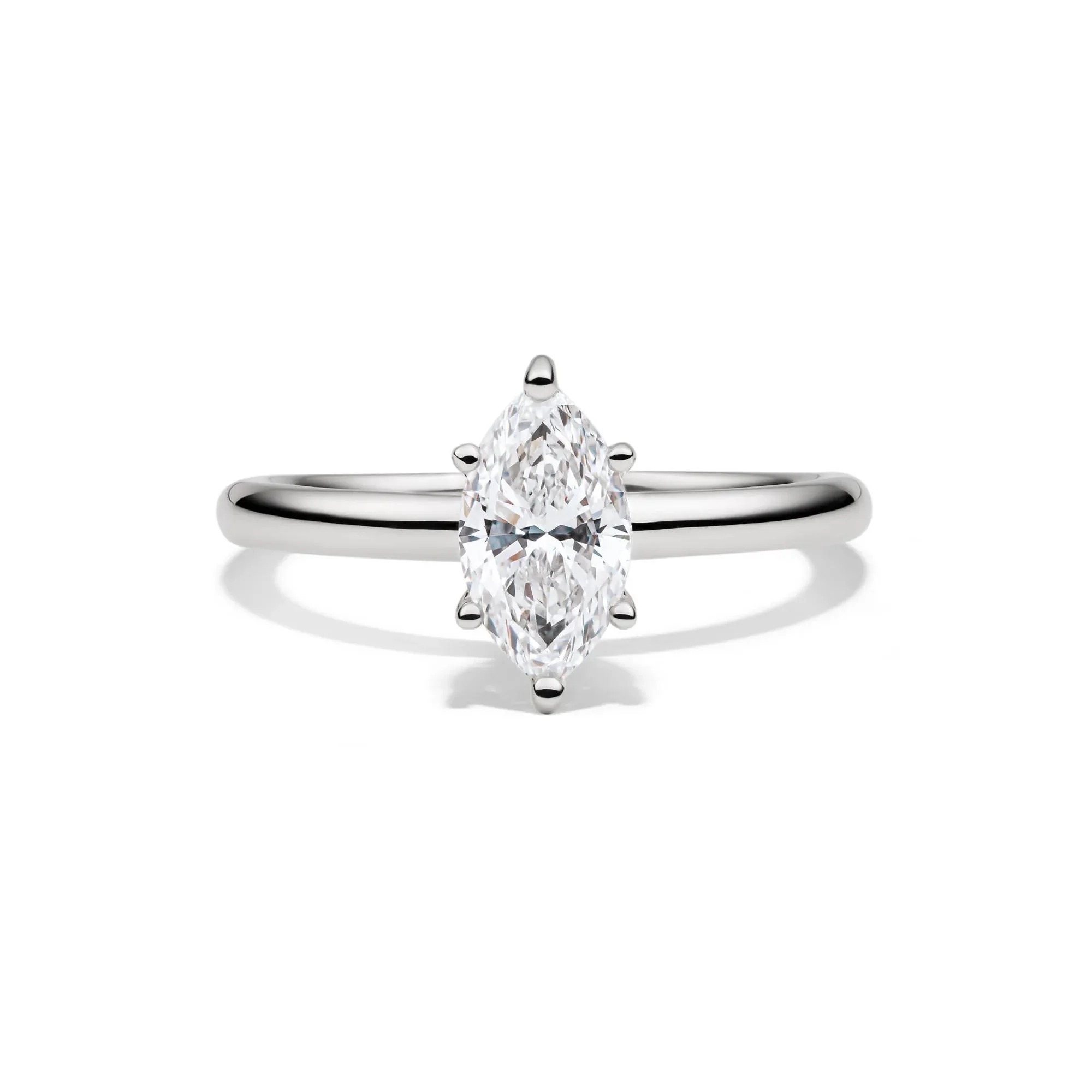 Lab Grown Diamond Marquise Engagement Ring Solitaire Platinum (1 CT.) White Size 6.5 2mm