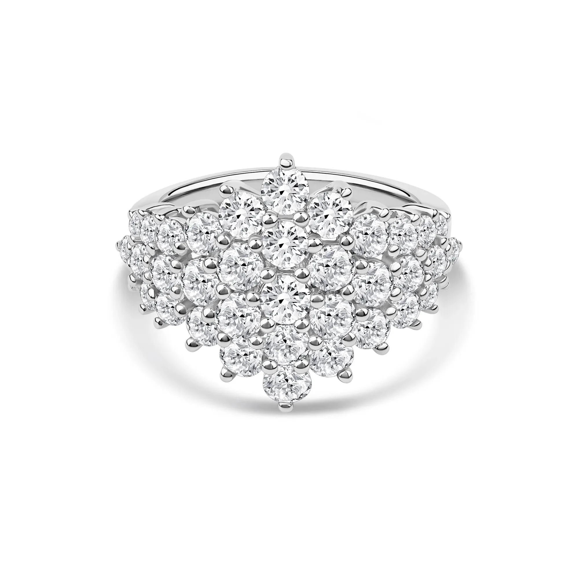 3 CT. Tw. Lab Grown Diamond Ring 14K White Gold Round Brilliant Cut Size 7.5 2mm