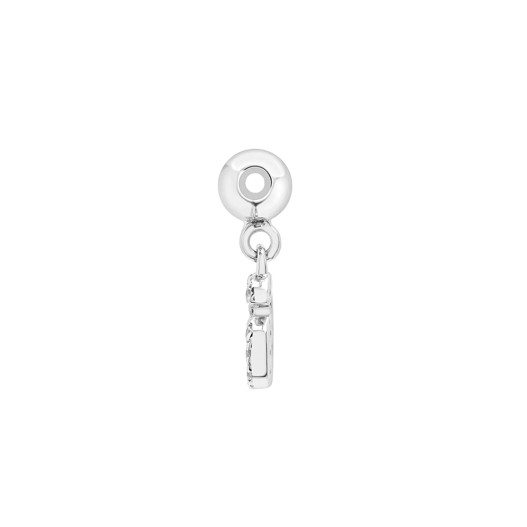 Diamond Accent Number 6 Bead Charm .925 Sterling Silver White Size 12.00mm - Image 6