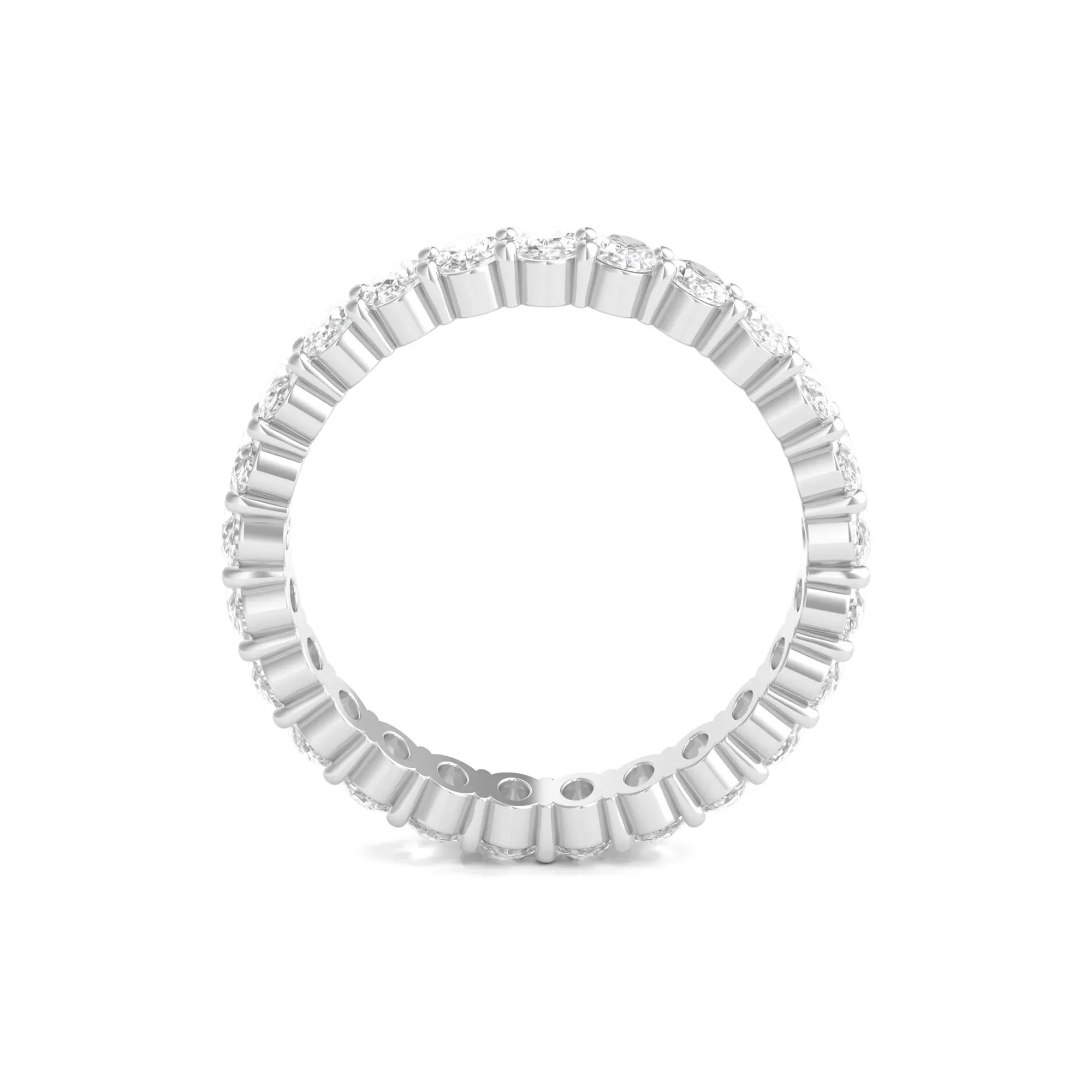 2 CT. Tw. Lab Grown Oval Diamond Eternity Band Ring 14K White Gold Size 4 4mm - Image 2
